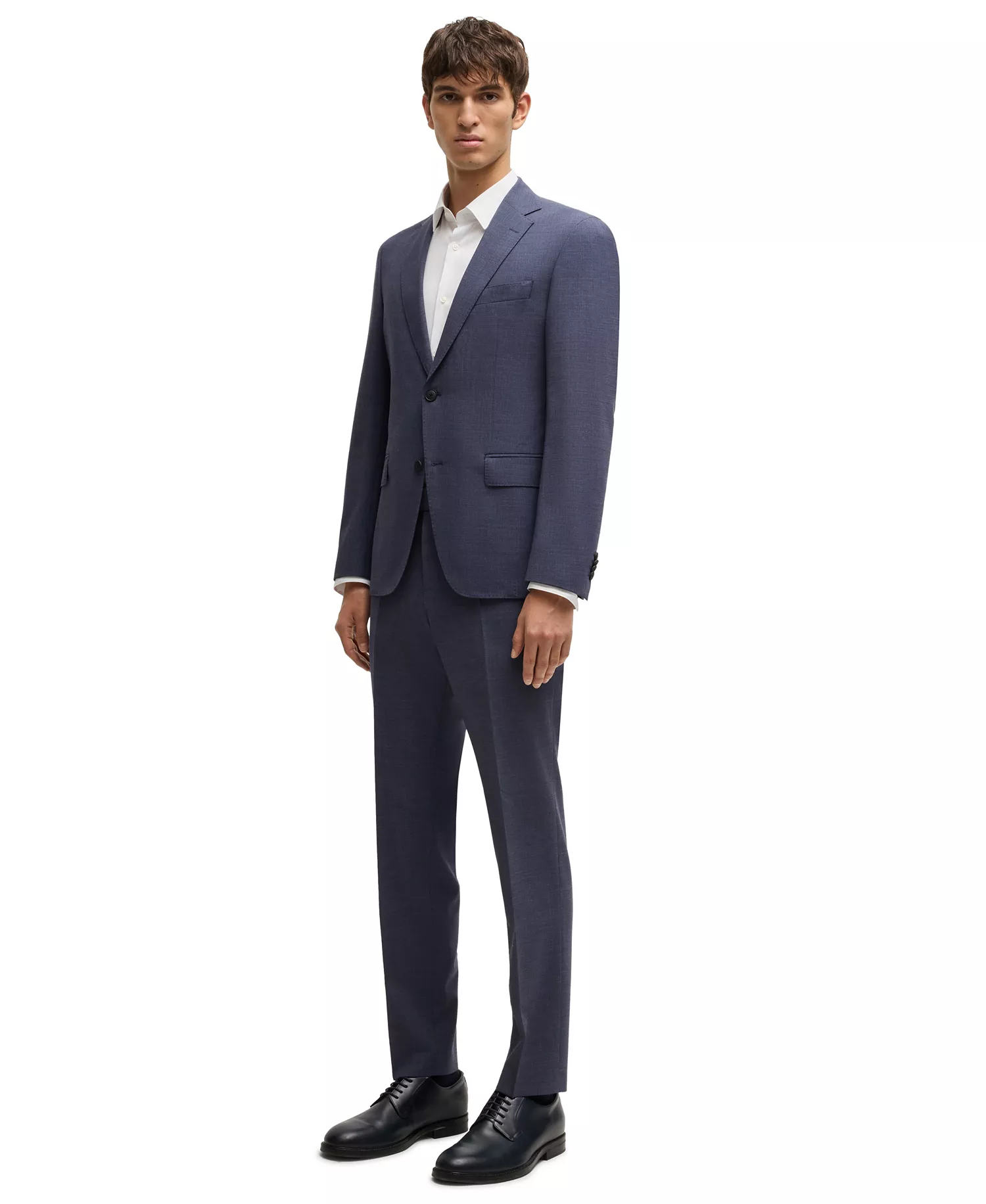 Men's Micro-Patterned Performance-Stretch Slim-Fit Suit - Open Blue - 36R