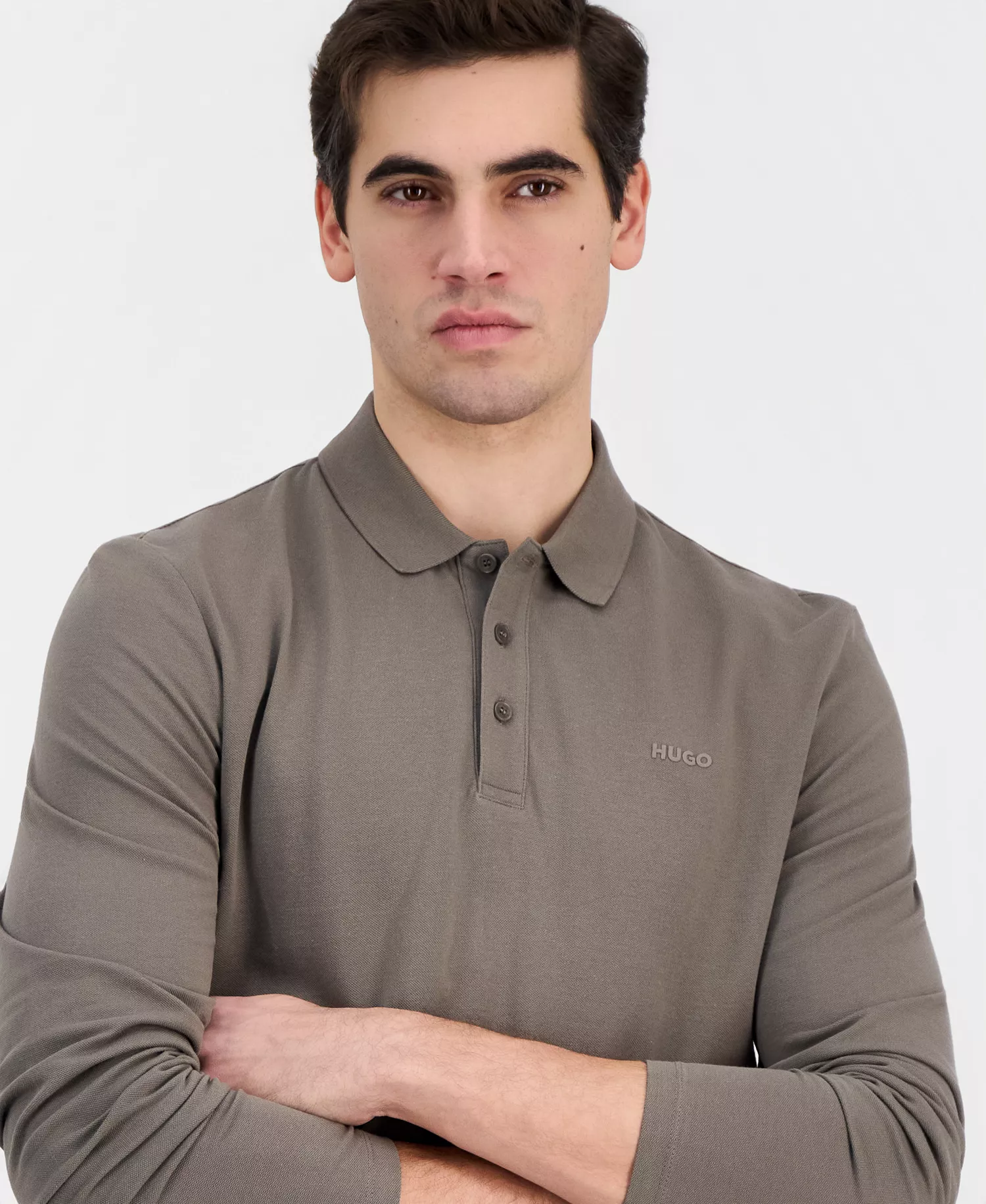 Men's Donoslong Long-Sleeve Polo Shirt - MED GRAY - L