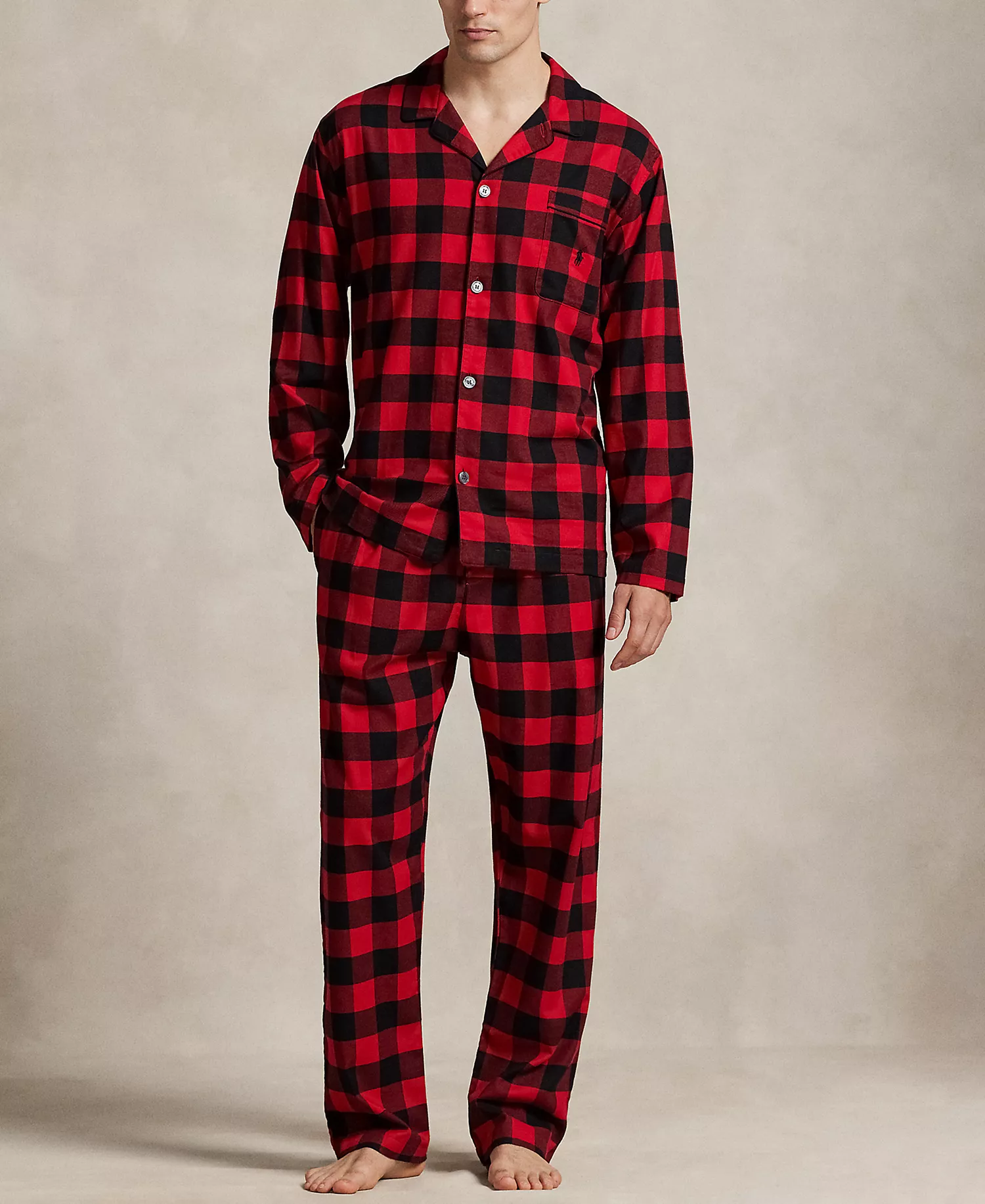 Men's 2-Piece Buffalo Check Sleepwear Set - Red Buffalo Check - L