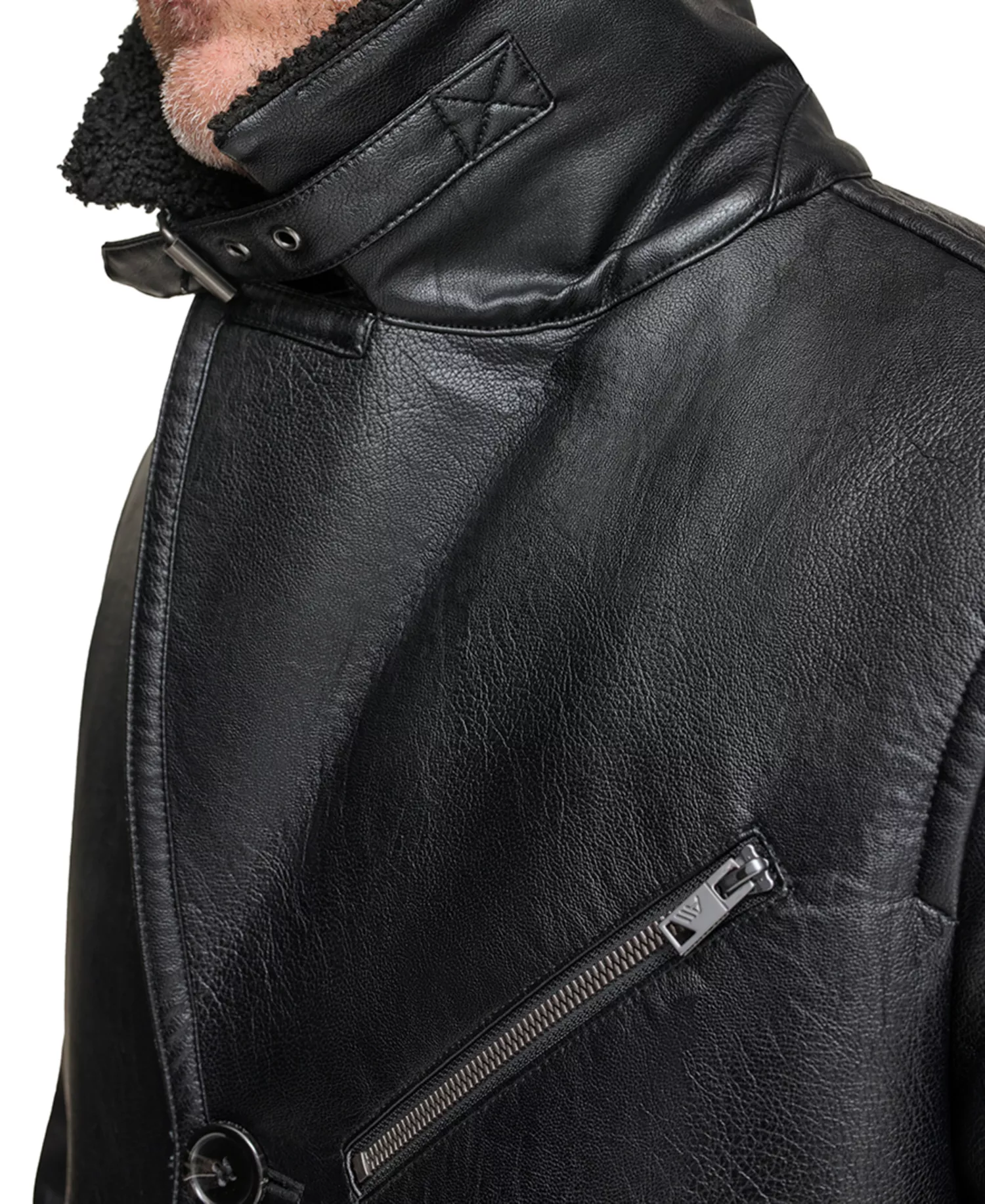 Men's Condore Faux-Shearling Top Coat - Black - S