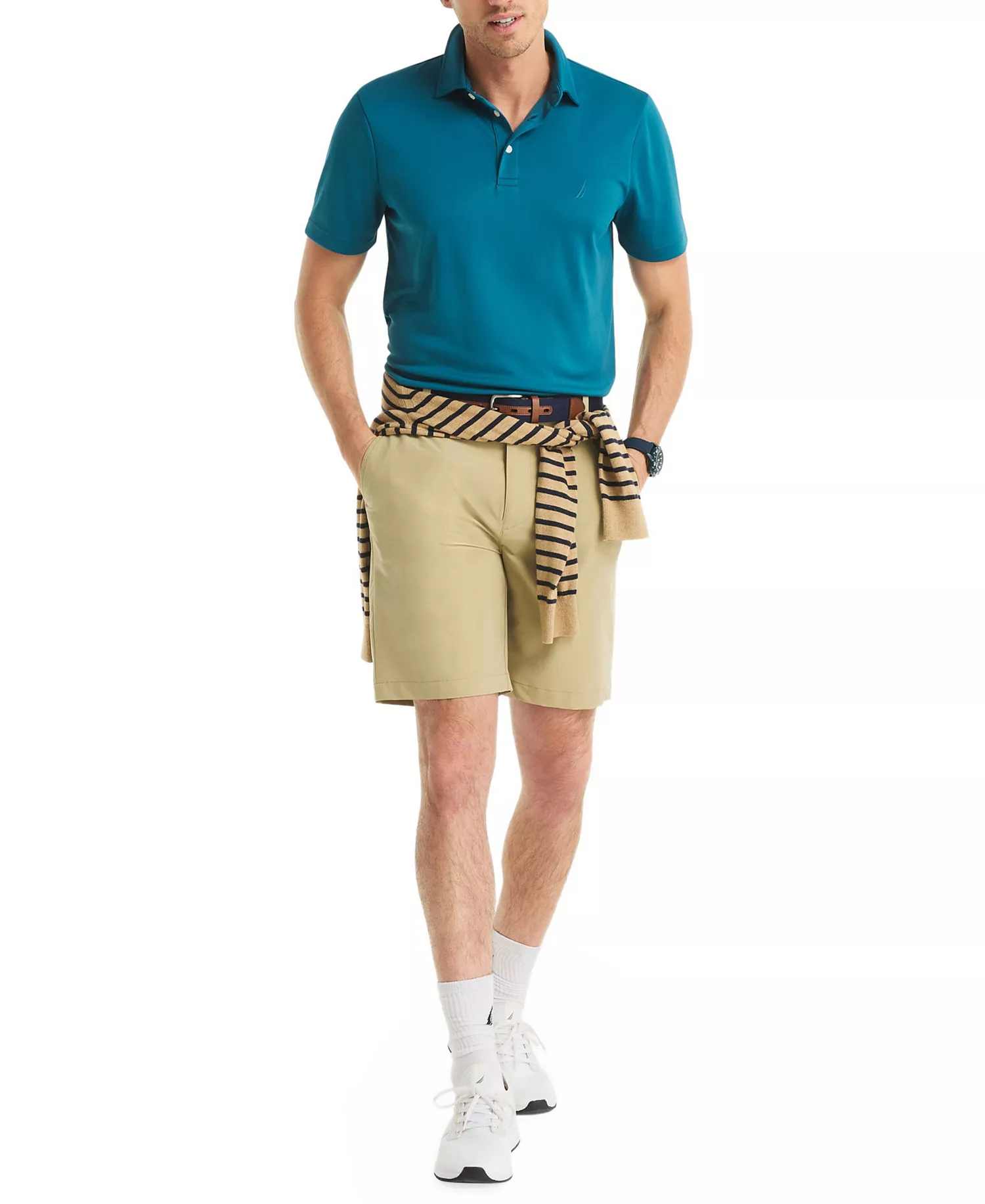 Men's Short-Sleeve with Collar Polo Shirt - Blue Coral - 2XL