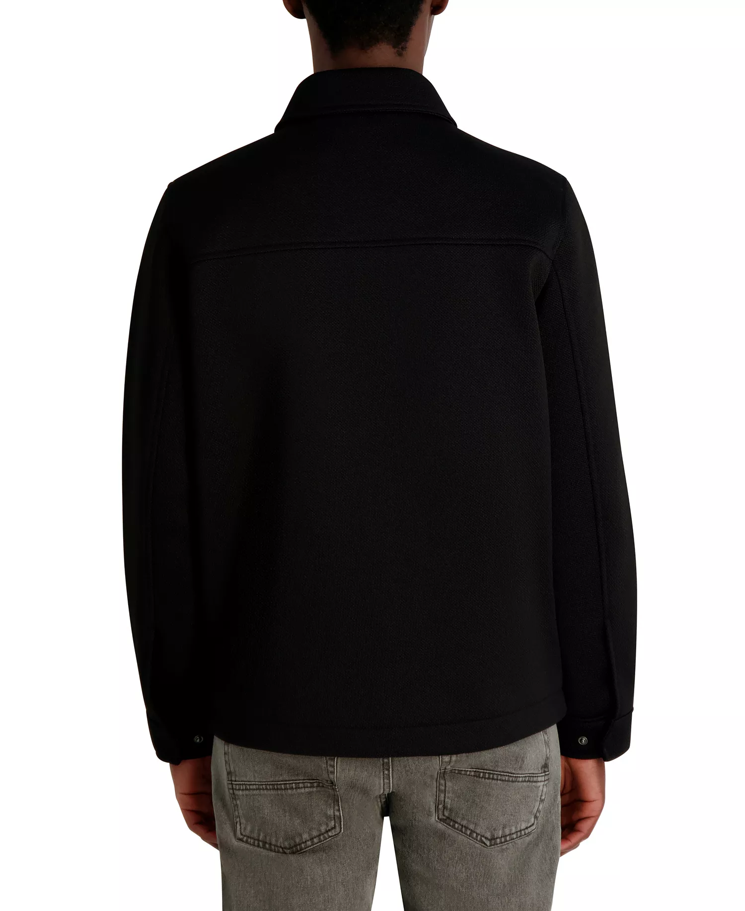 Men's Twill Collared Shirt Jacket - Black - 2XL