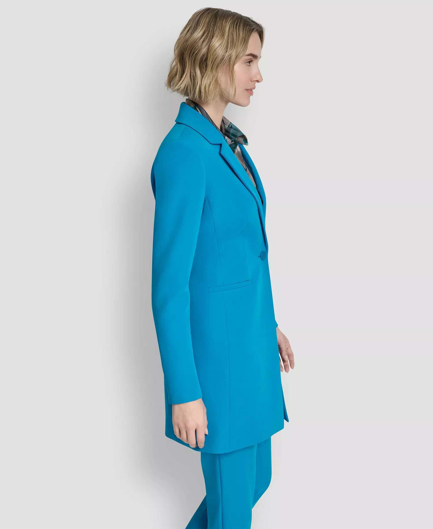 Women's One-Button Topper Jacket - Ocean Blue - 10