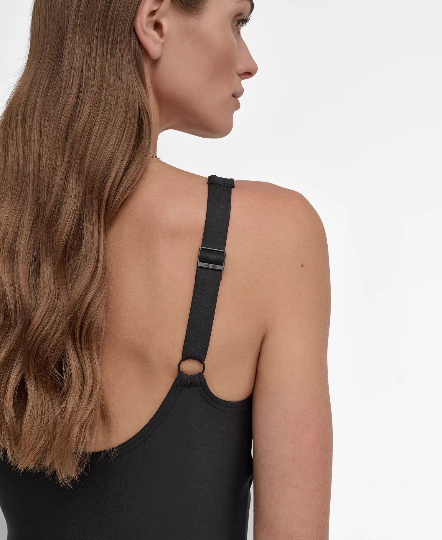 Women's Shirred Keyhole Detail One-Piece Swimsuit - Black - L