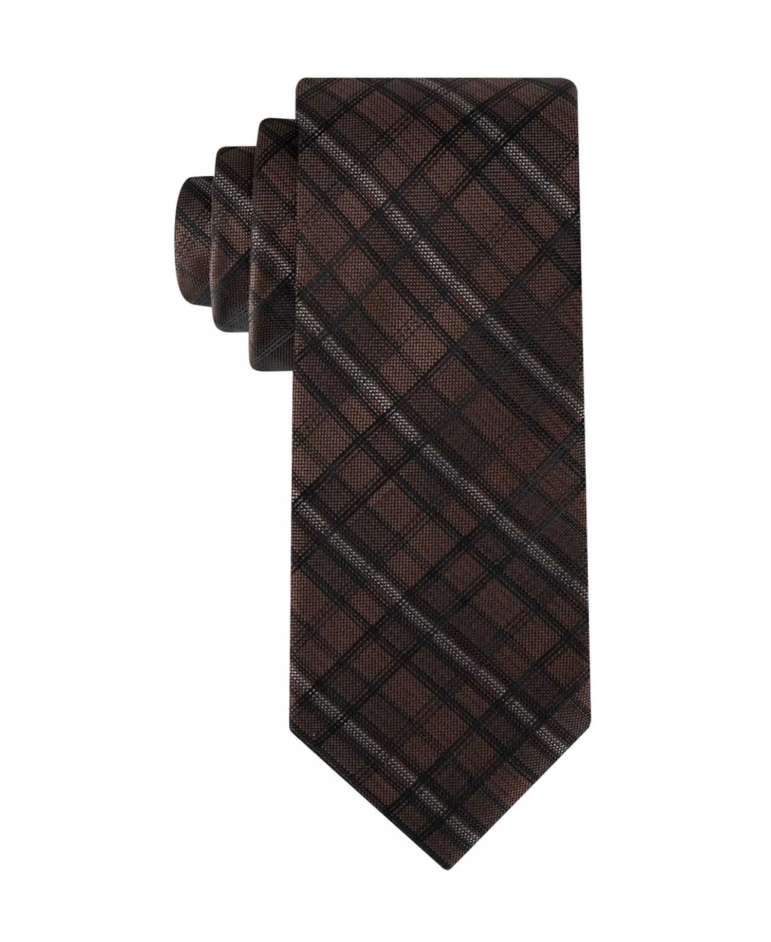 Men's Addison Plaid Tie - Brown - ONE SIZE