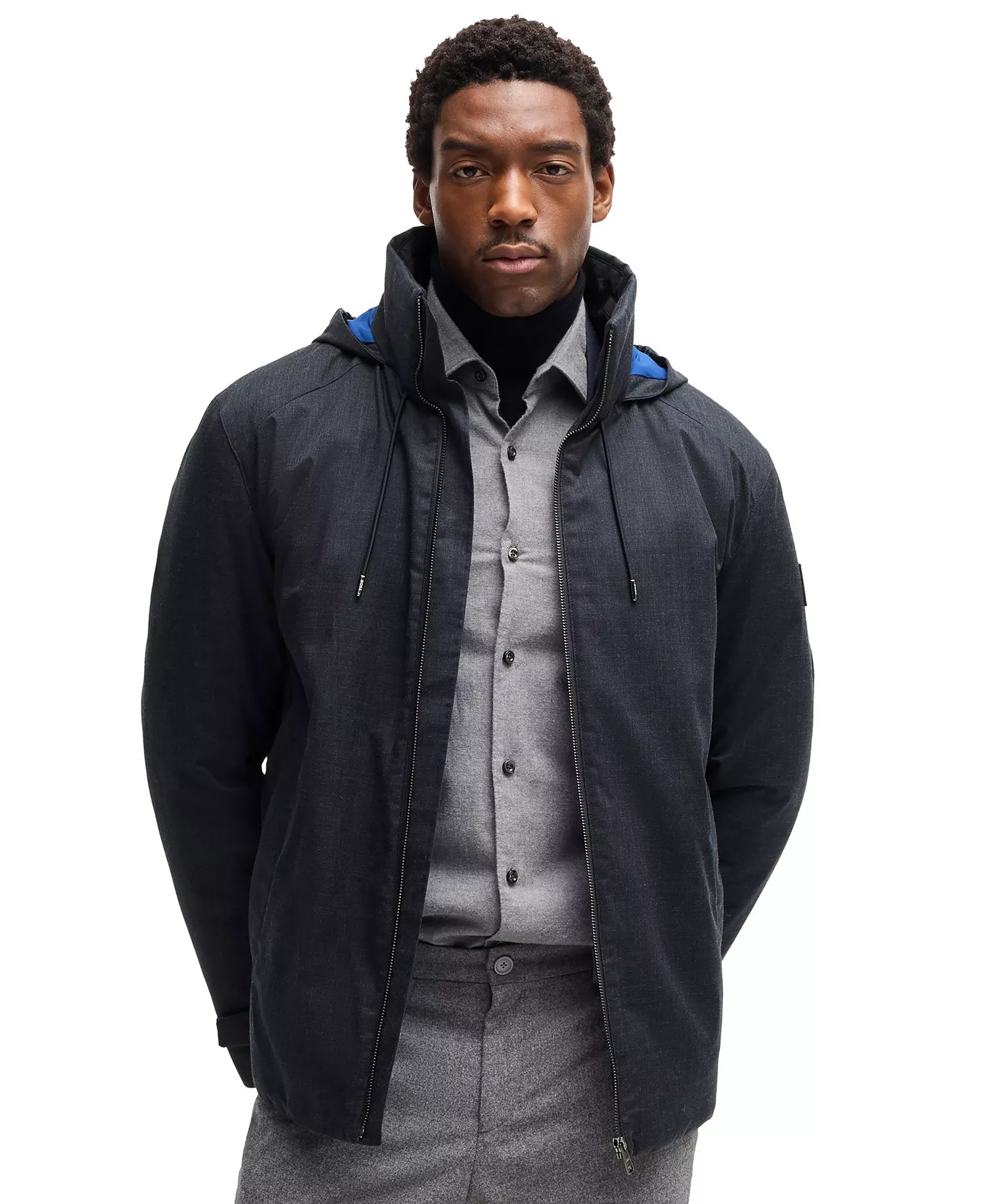 Men's Slim Fit Waterproof Jacket - Dark Blue - 36R