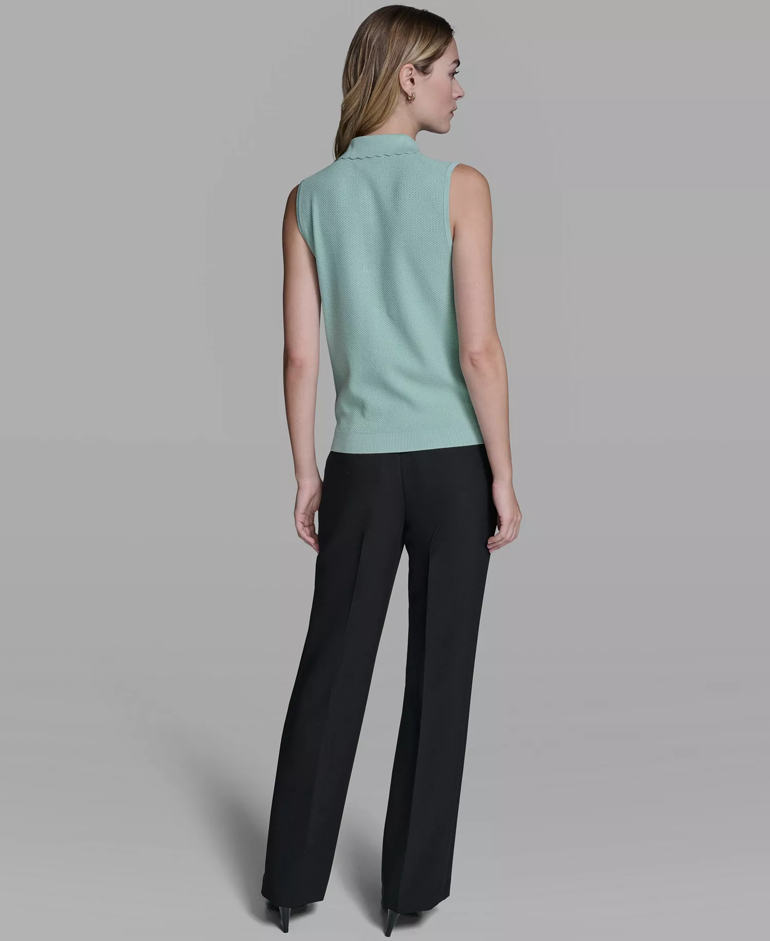 Women's Collared Sleeveless Sweater - Fresh Mint - L