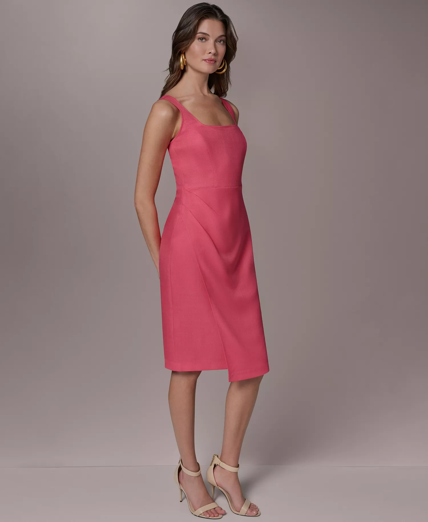 Women's Square Neck Sheath Dress - Azalea - 10