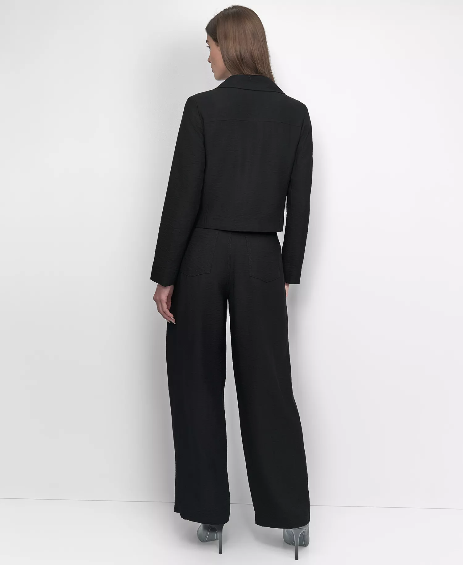 Women's Zipper Detailed Crinkle Jacket - Black - L