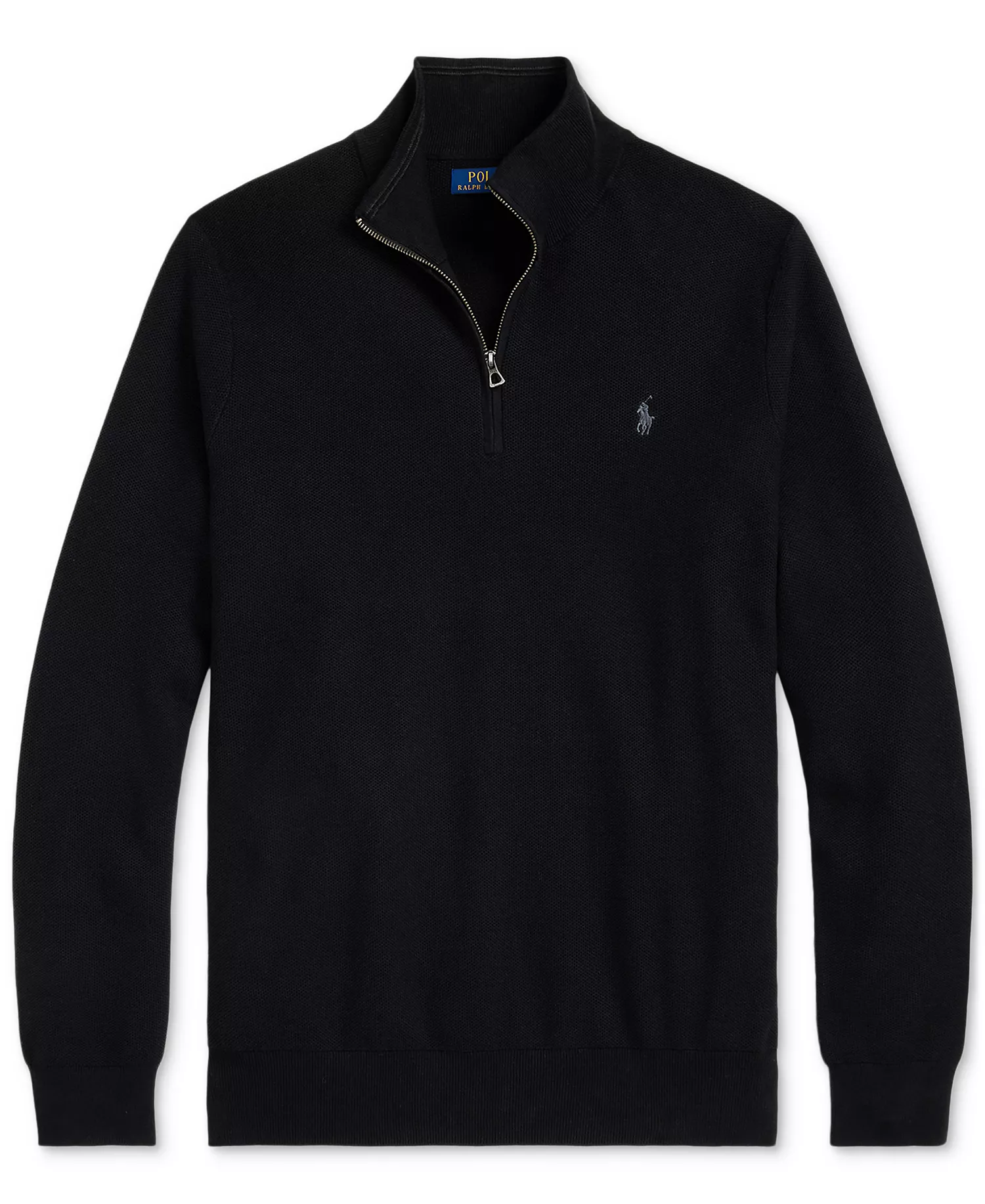 Men's Big & Tall Mesh-Knit Cotton Quarter-Zip Sweater - Black - 2XB