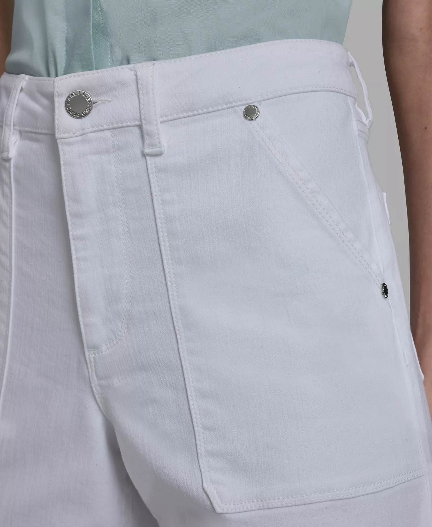 Women's Wide-Leg Mid-Rise Front Pocket Jeans - White Denim - 0