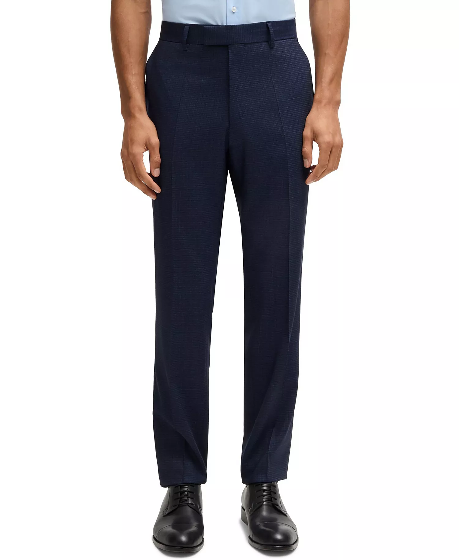 Men's Stretch Wool Regular-Fit Three-Piece Suit - Dark Blue - 38R