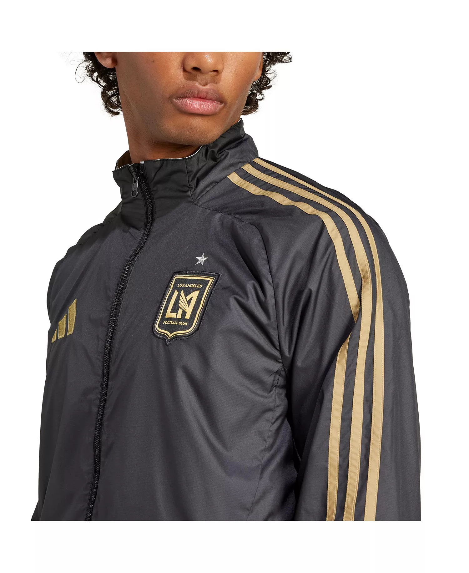 Men's Black/White LAFC 2025 Anthem Reversible Full-Zip Jacket - Black, White - 2XL