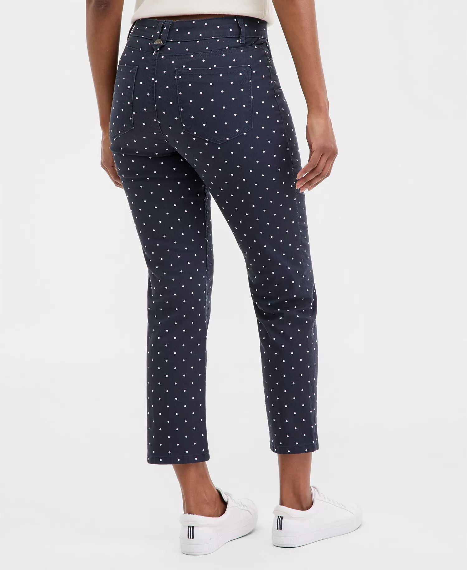 Nautica Women's Dot-Print Straight Ankle Pants - Night Sky/ Bright White - 10