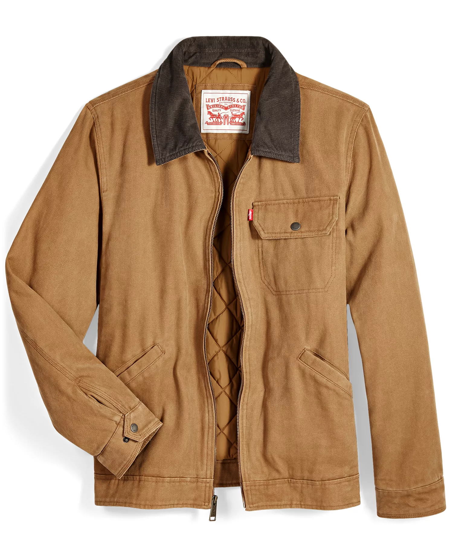 Levi’s® Men's Cotton Canvas Zip-Front Utility Jacket - Brown - L