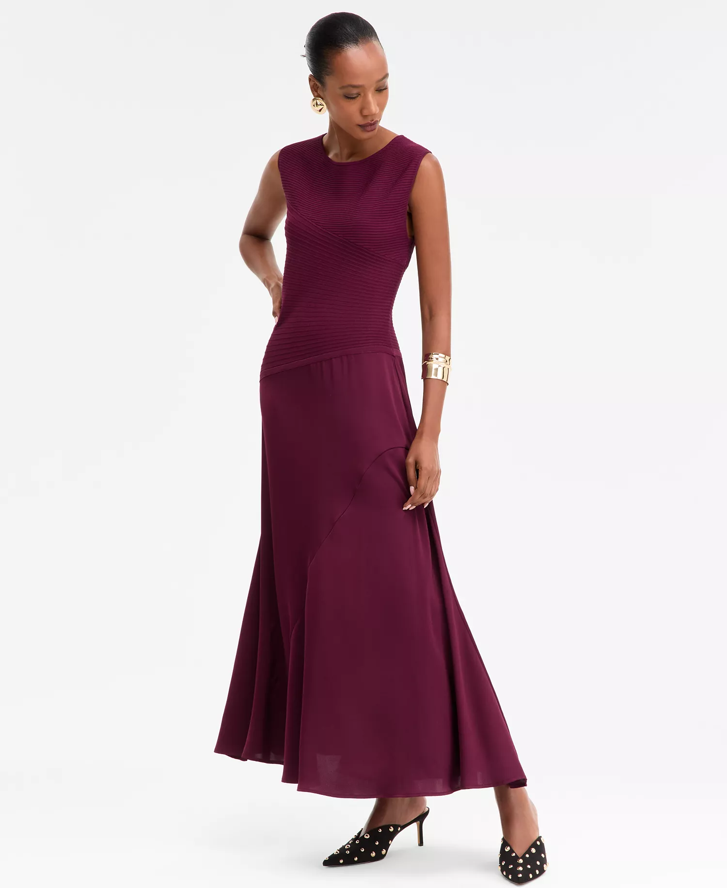 Women's Mixed-Media Sweater Dress, Macy's Exclusive  - Berried Treasre - XS