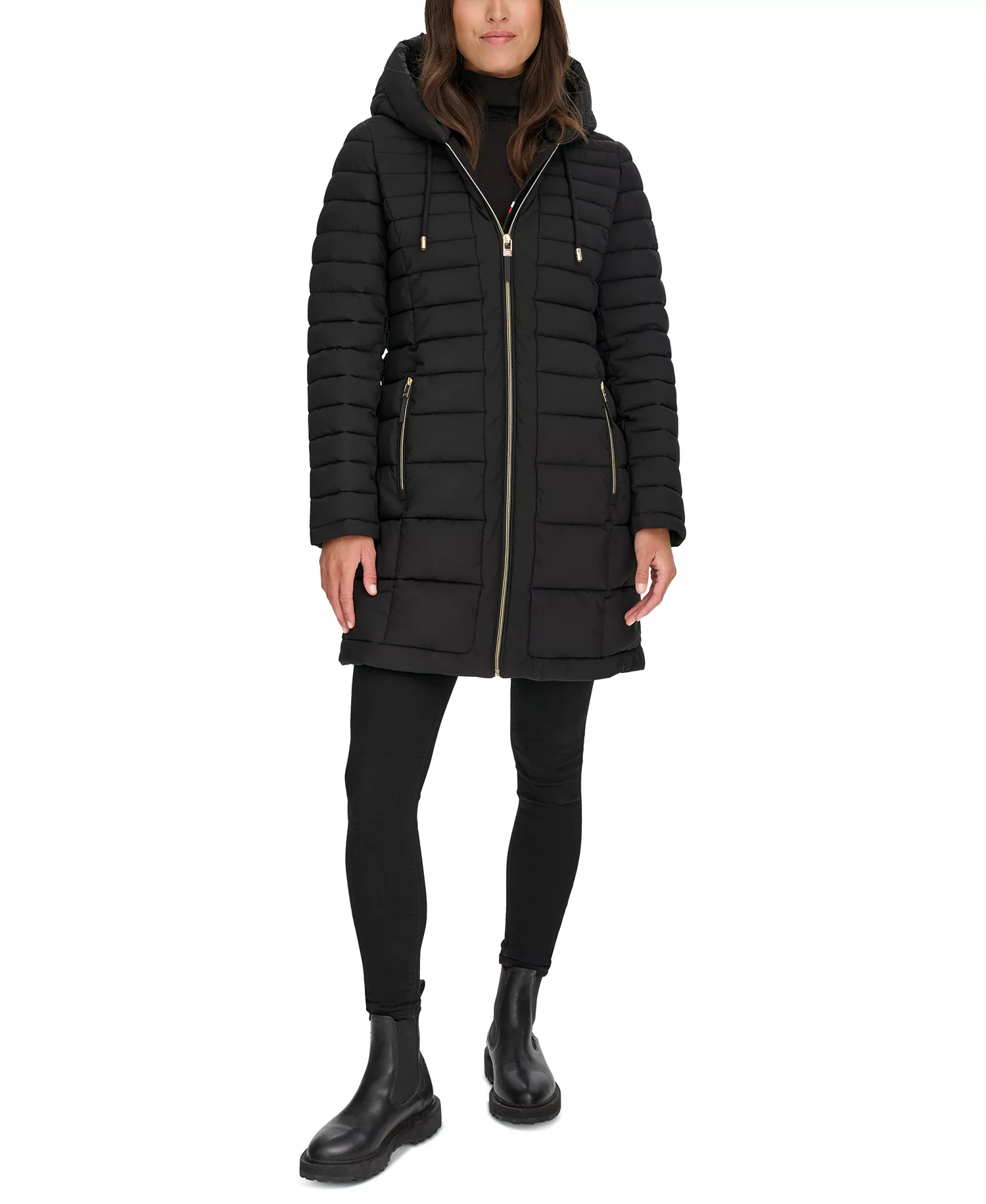 Women's Hooded Packable Puffer Coat - Black - S