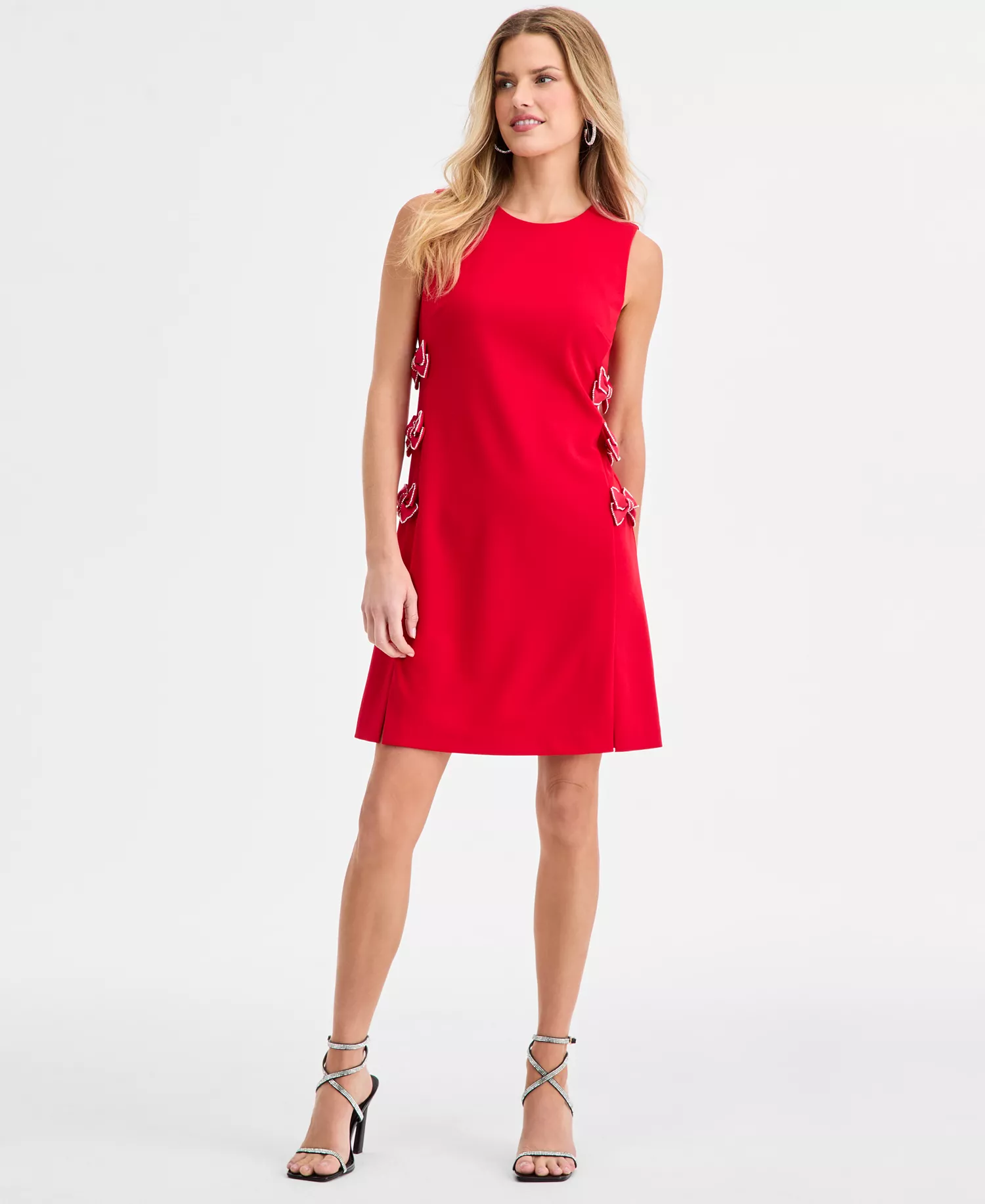 Women's Bow Detail Crew Neck Sheath Dress - Admiral Red - 4
