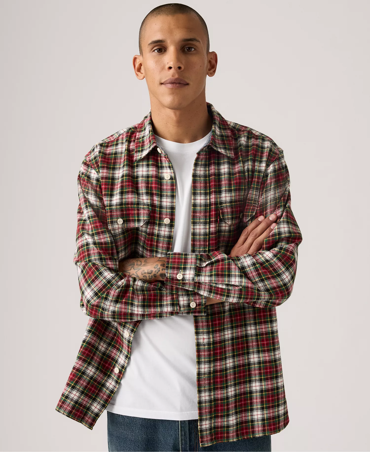 Men's Classic Worker Long-Sleeve Overshirt - Flannel Egret - 2XL