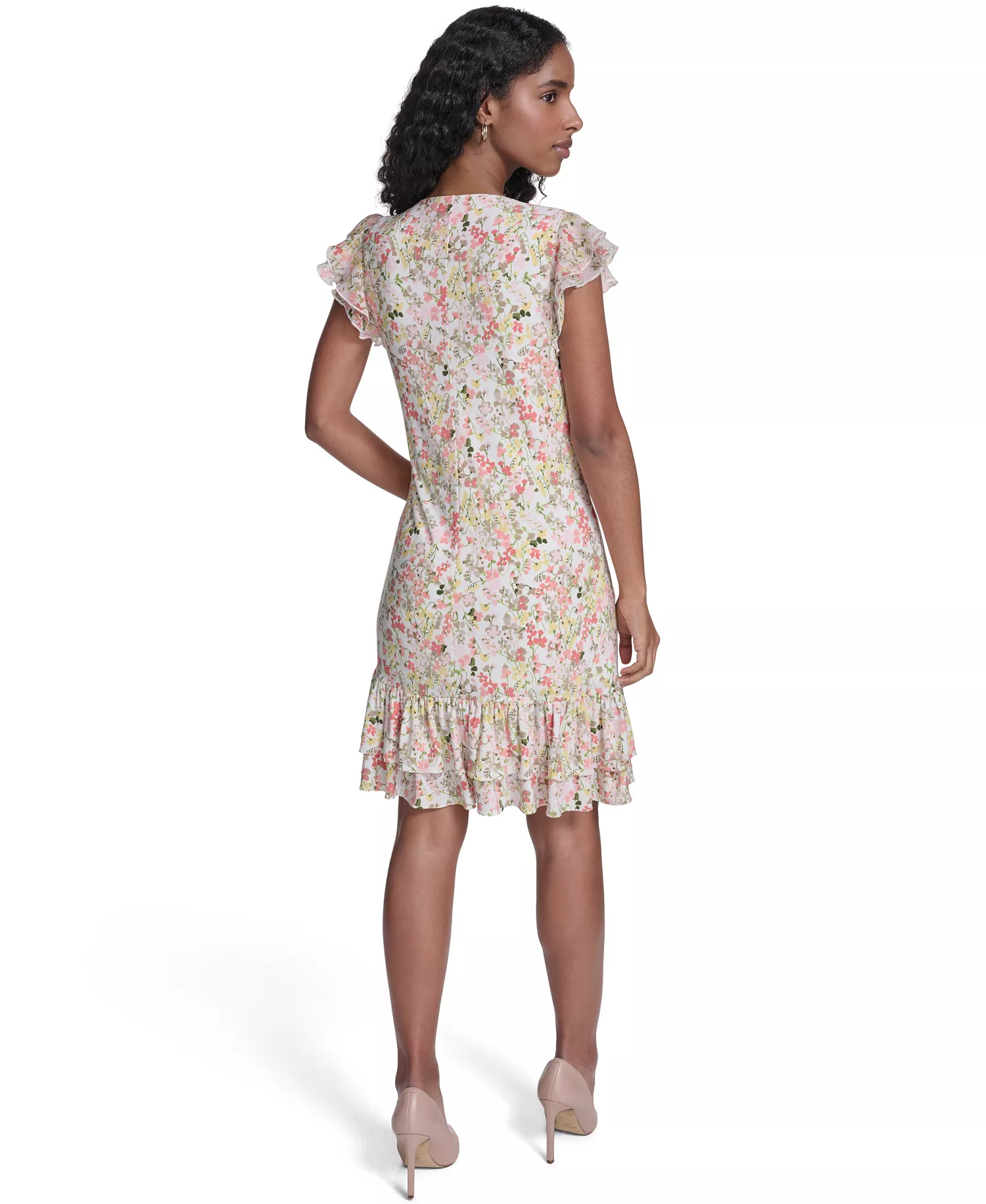 Petite Crewneck Shift Dress - Ivory Multi - 0P