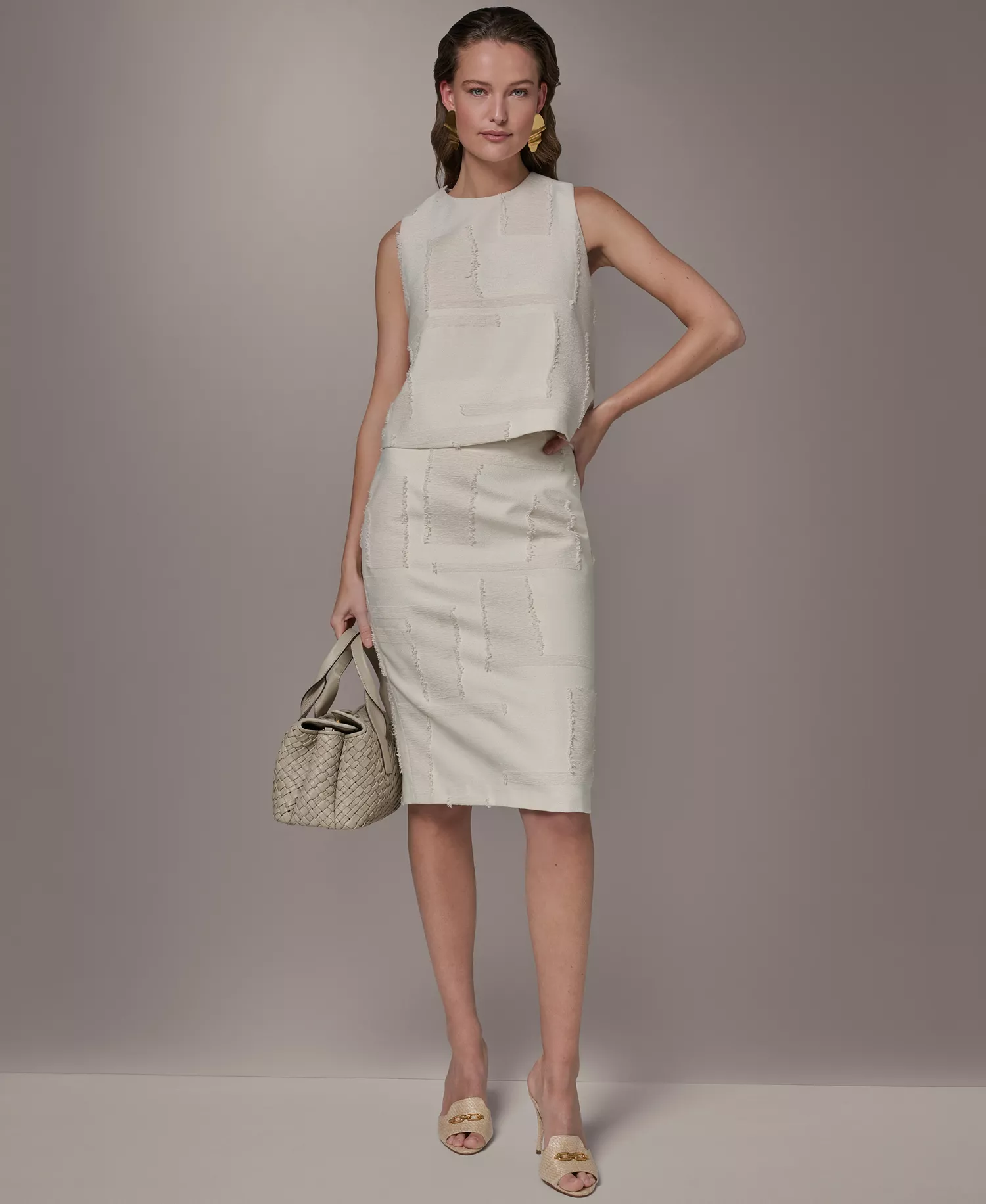 Petite Round Neck Crop Top - Natural - P/L