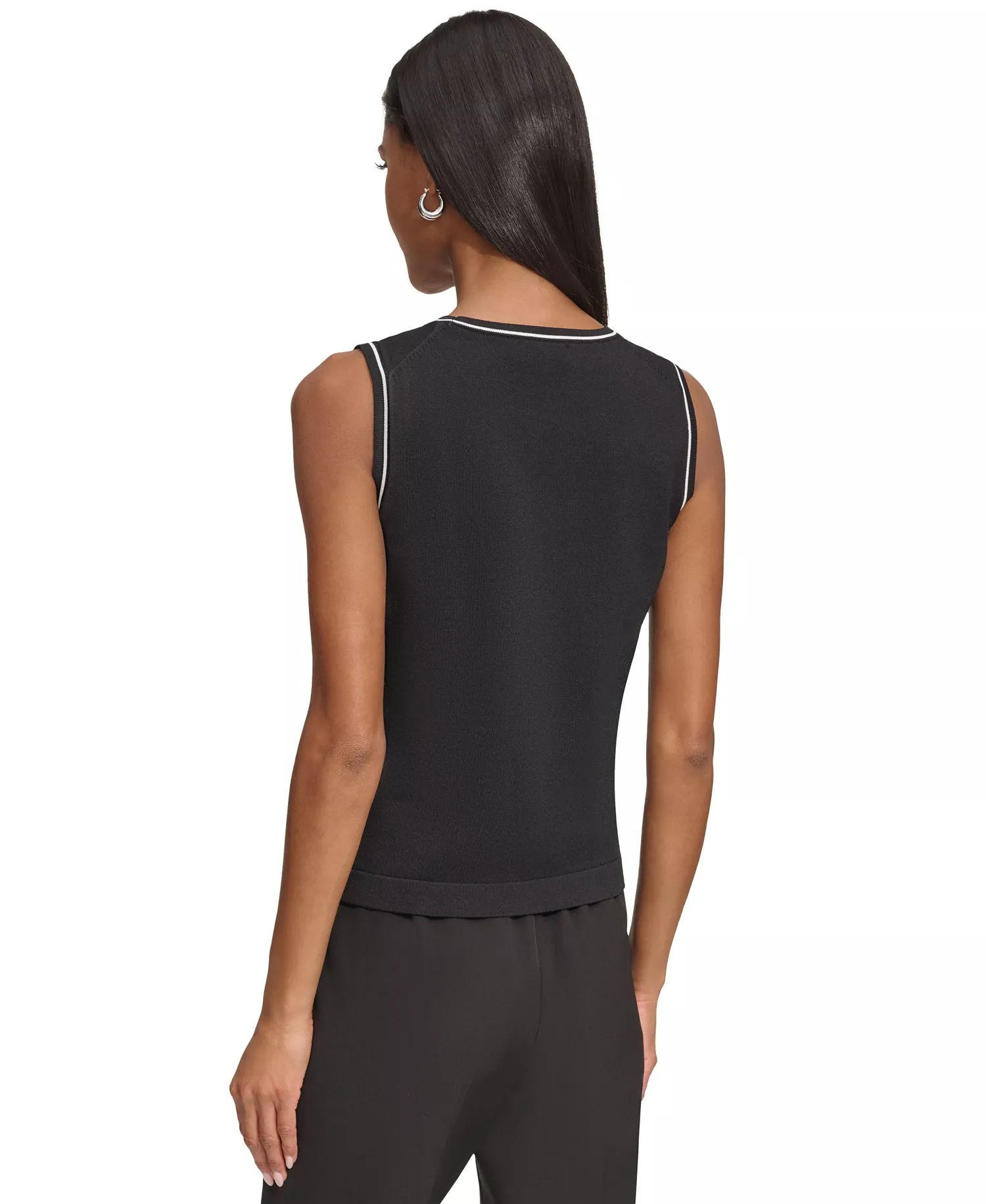 Women's Knit Tank Top - Black/Soft White - L