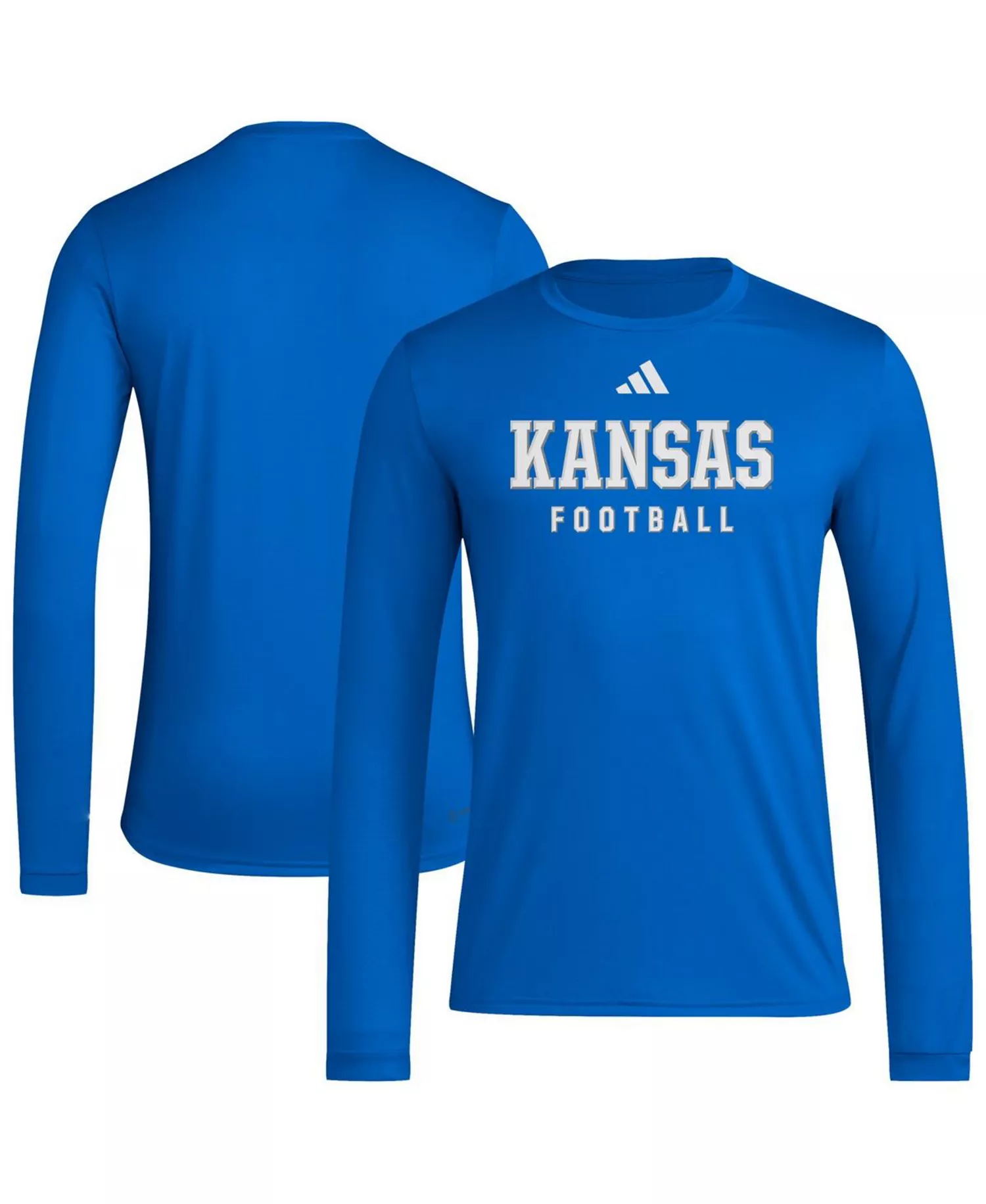 Men's Royal Kansas Jayhawks Locker Practice Football Pre-Game Long Sleeve T-Shirt - Royal - 2XL