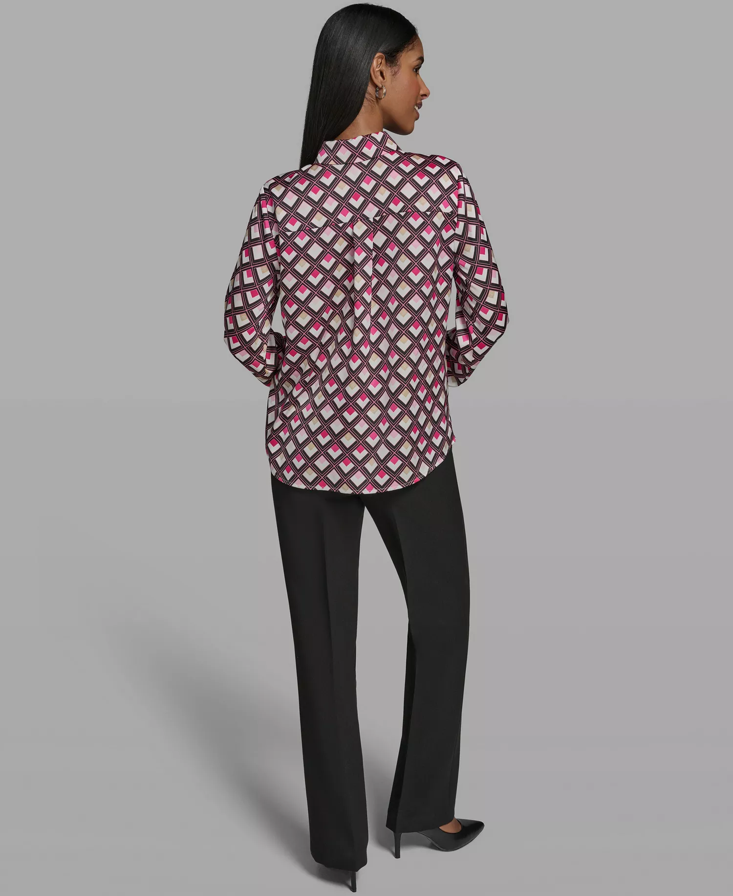 Women's Woven Collared Blouse - Prism Pink Multi - L