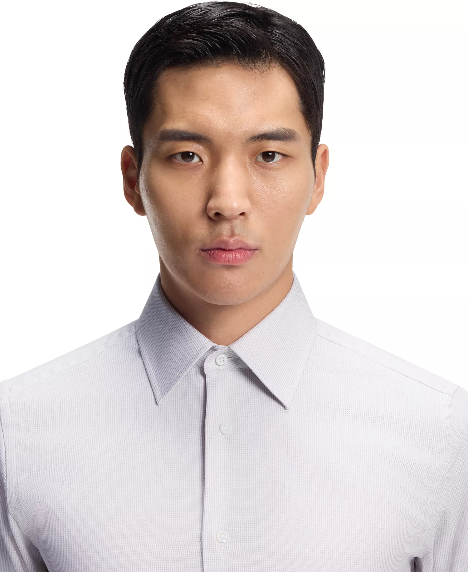 Men's Italian-Made Structured Cotton Slim-Fit Dress Shirt - Dark Beige - 15.5