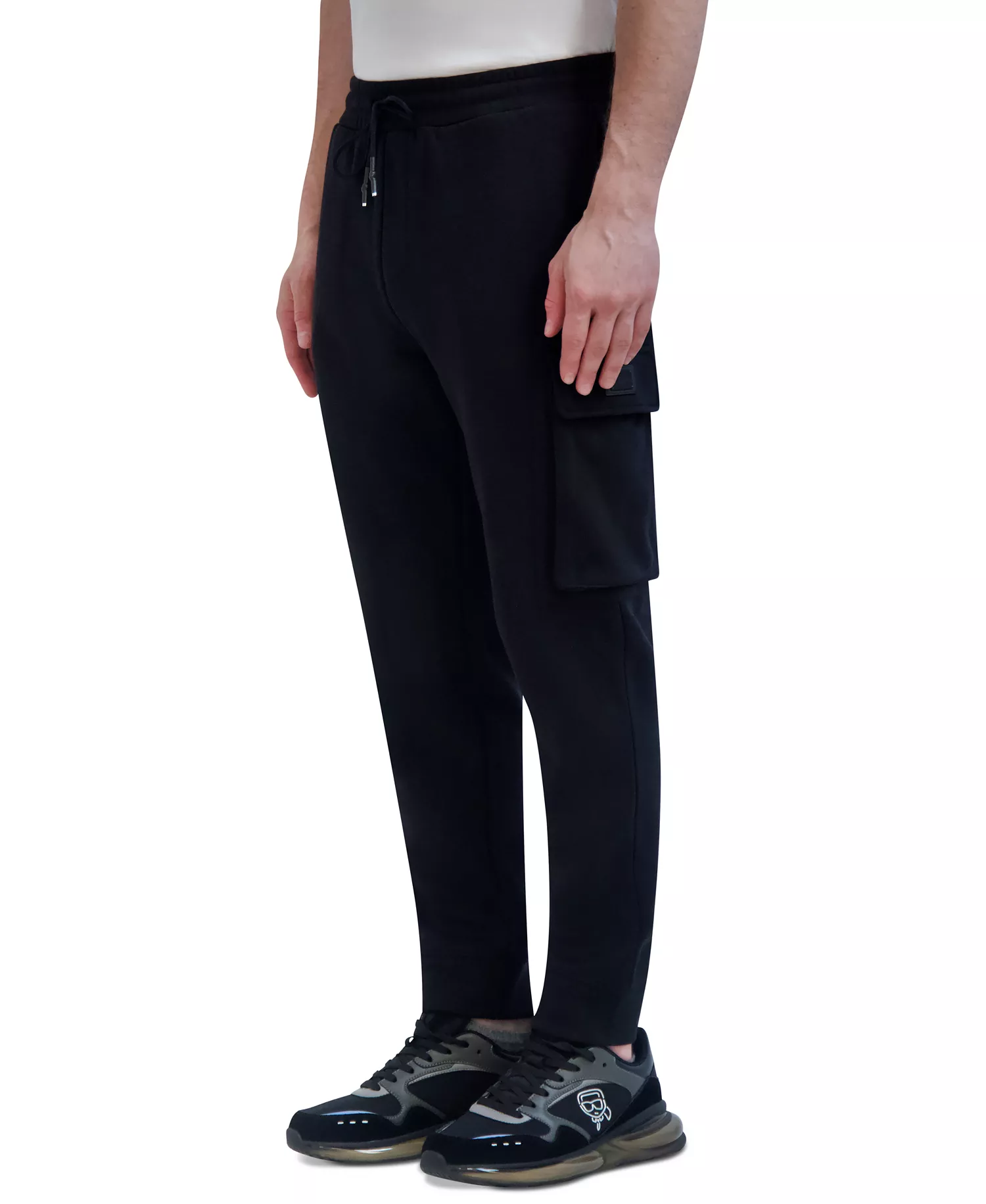 Men's Fleece Cargo Joggers - Black - 2XL