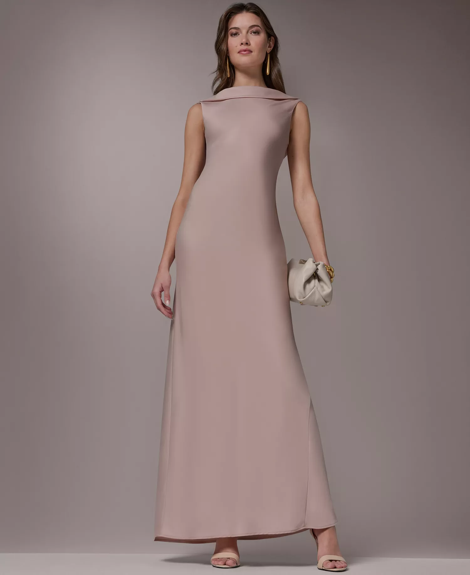 Women's Boat Neck Ball Gown - SNOW PETAL - 10