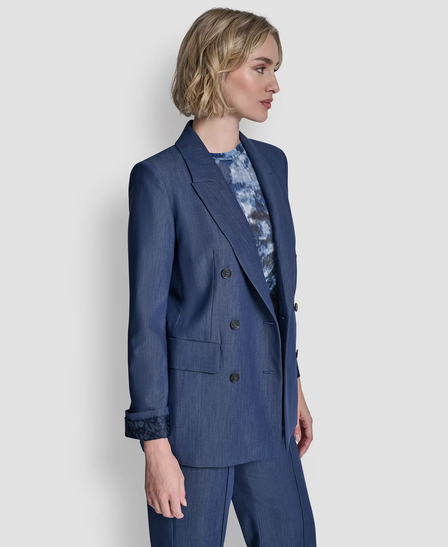 Women's Double Breasted Notch Collar Blazer - Hudson Blue - 10