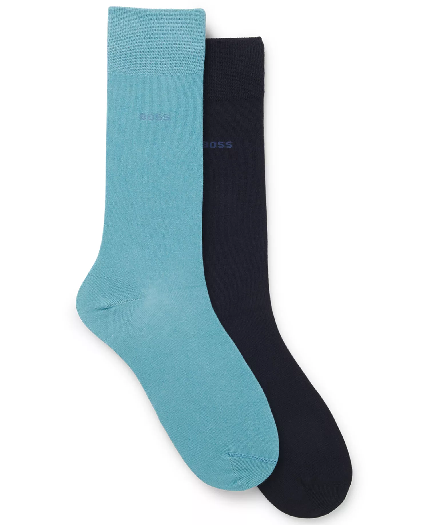 Men's Uniform Color Regular Length Socks, 2-Pack - Turq/Aqua - 10-13