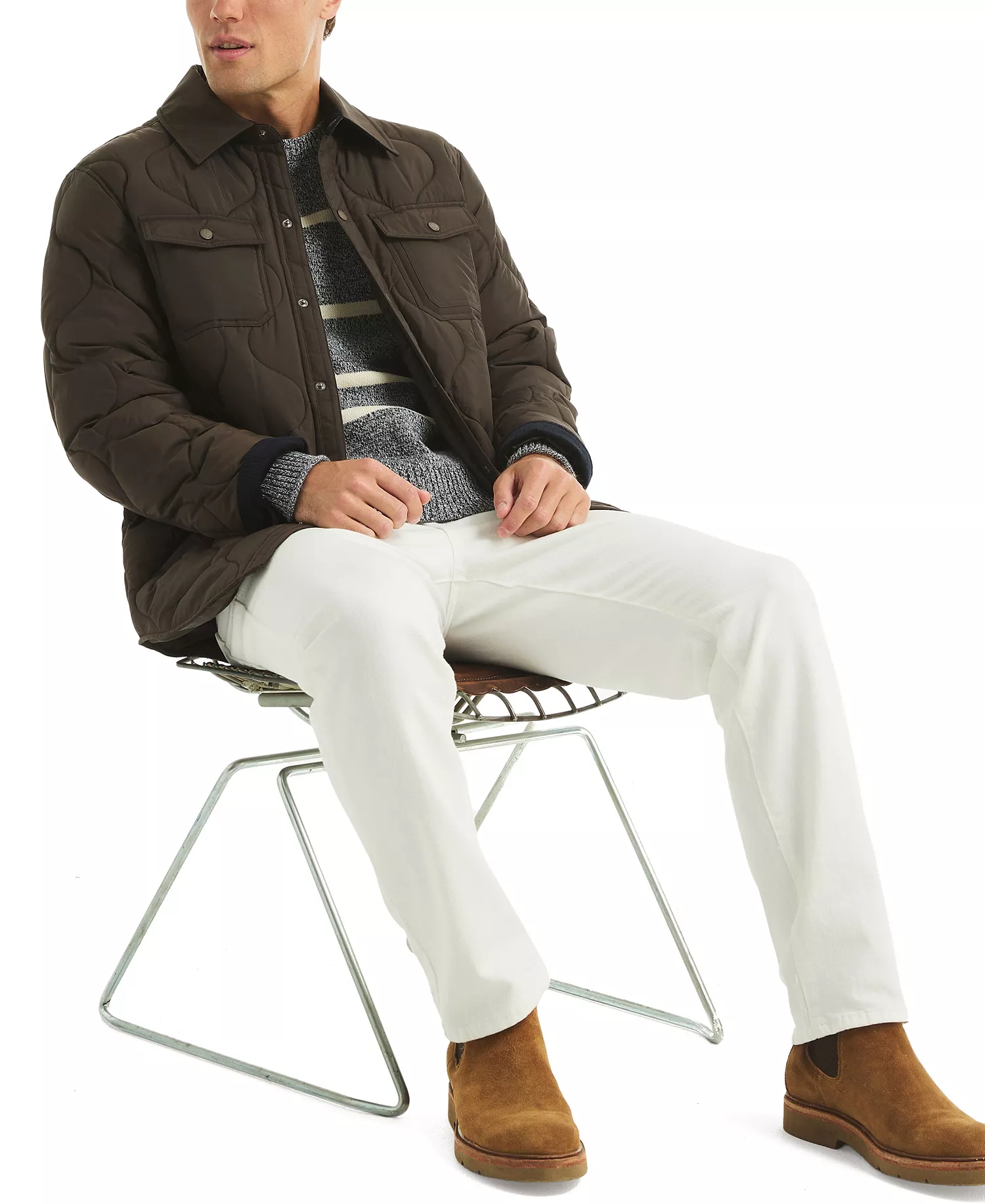 Men's Trail Quilted Shirt Jacket - Coffee Brown - 2XL