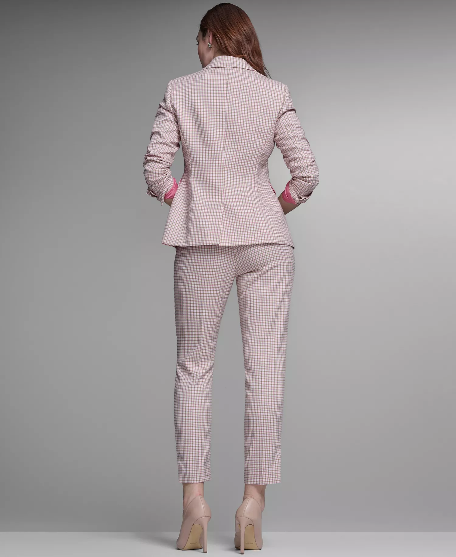 Women's Plaid Notch Collar Slim Fit Blazer - Tannin Multi - 0