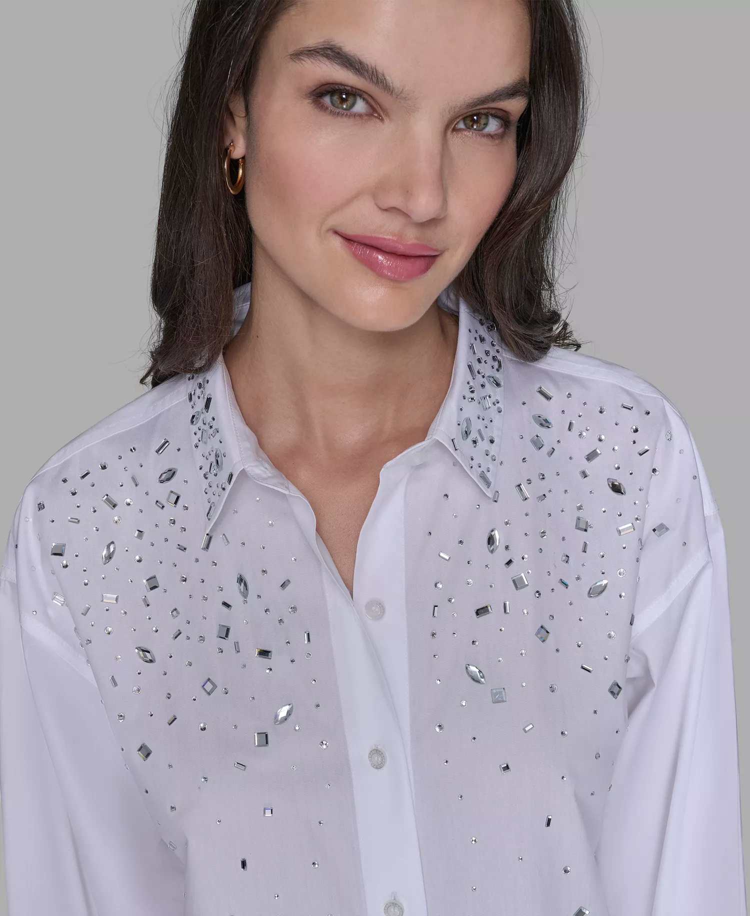 Women's Hot Fix Poplin Top - Soft White - XXS