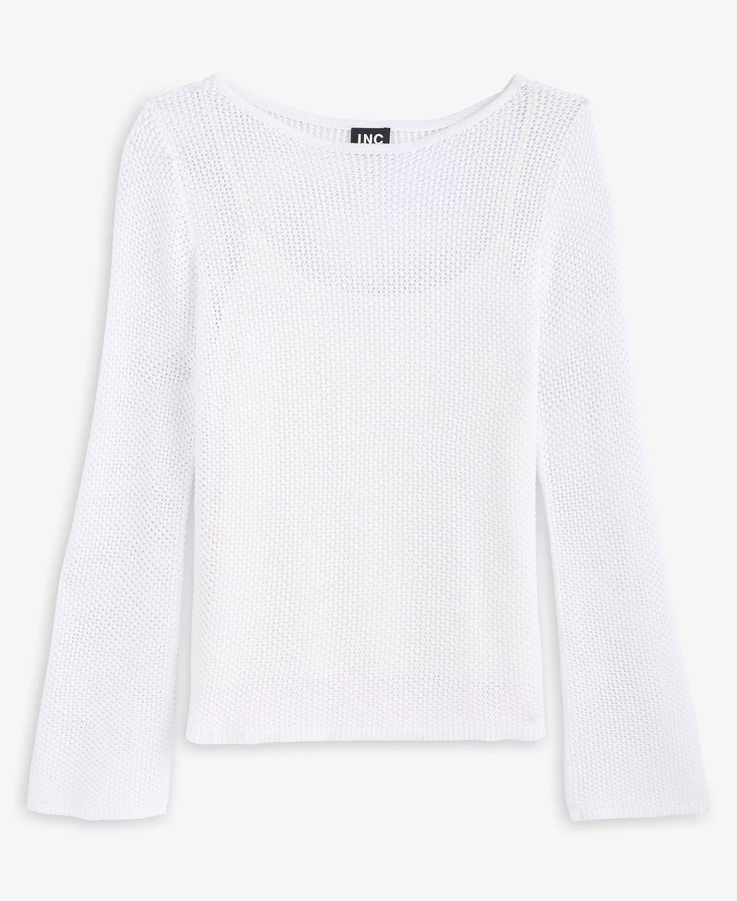 Women's Long Sleeve Open-Knit Sweater, Macy's Exclusive - Bright White - L