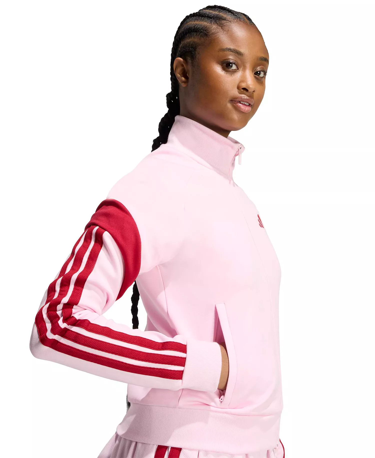 Women's High-Neck Sportswear Jacket - Clear Pink/active Maroon - 2XL
