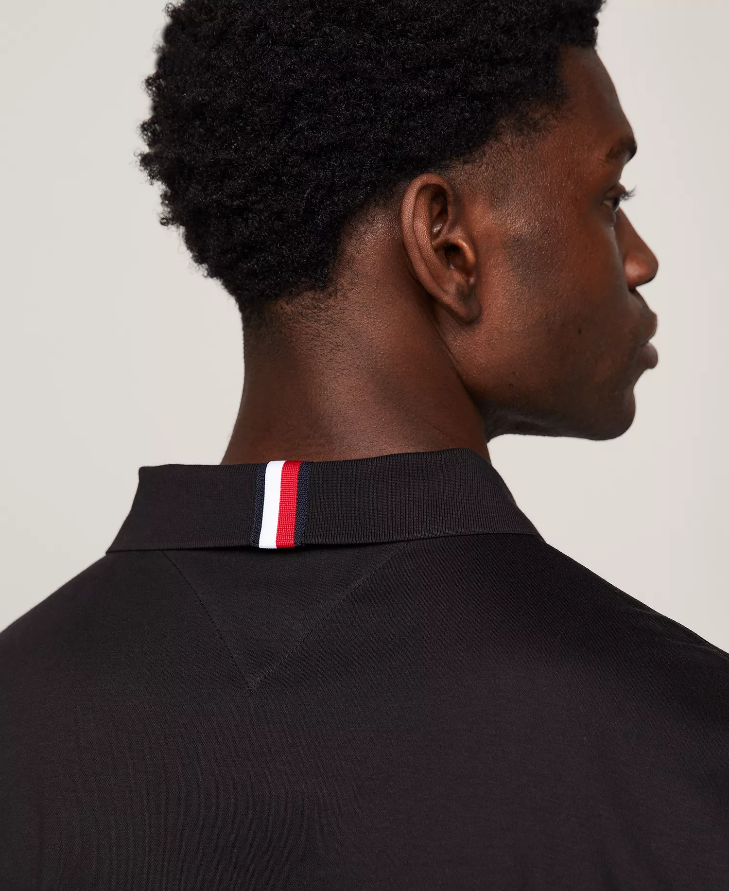 Men's Regular-Fit Smooth Touch Liquid Cotton Collar Stripe Polo Shirt - Black - L