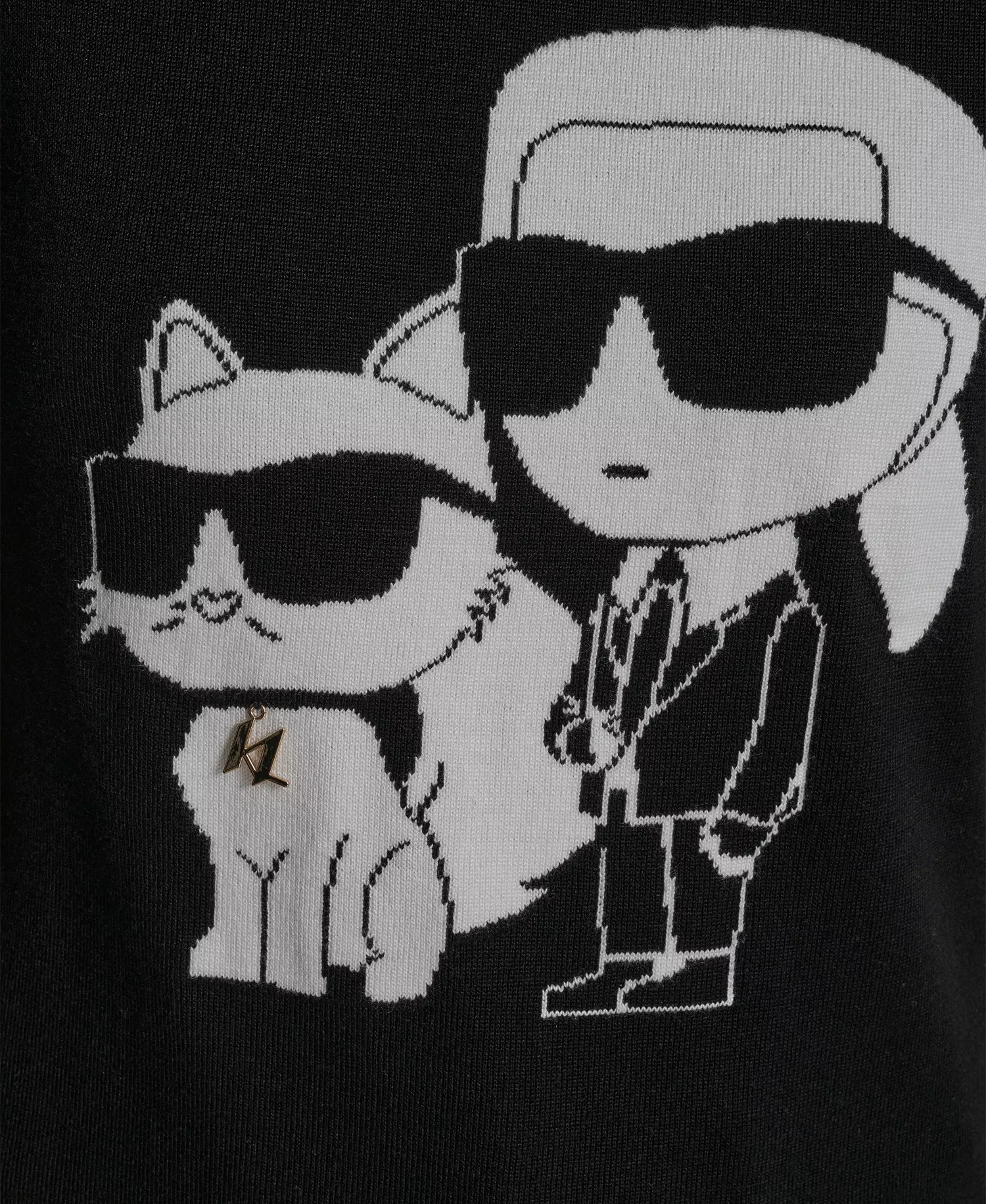 Women's Karl and Choupette Crew Neck Graphic Sweater - Black - L