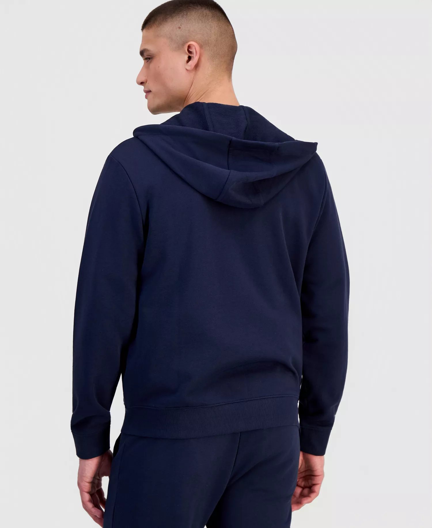 Men's Cotton Logo Full-Zip Hoodie - Dark Blue - M