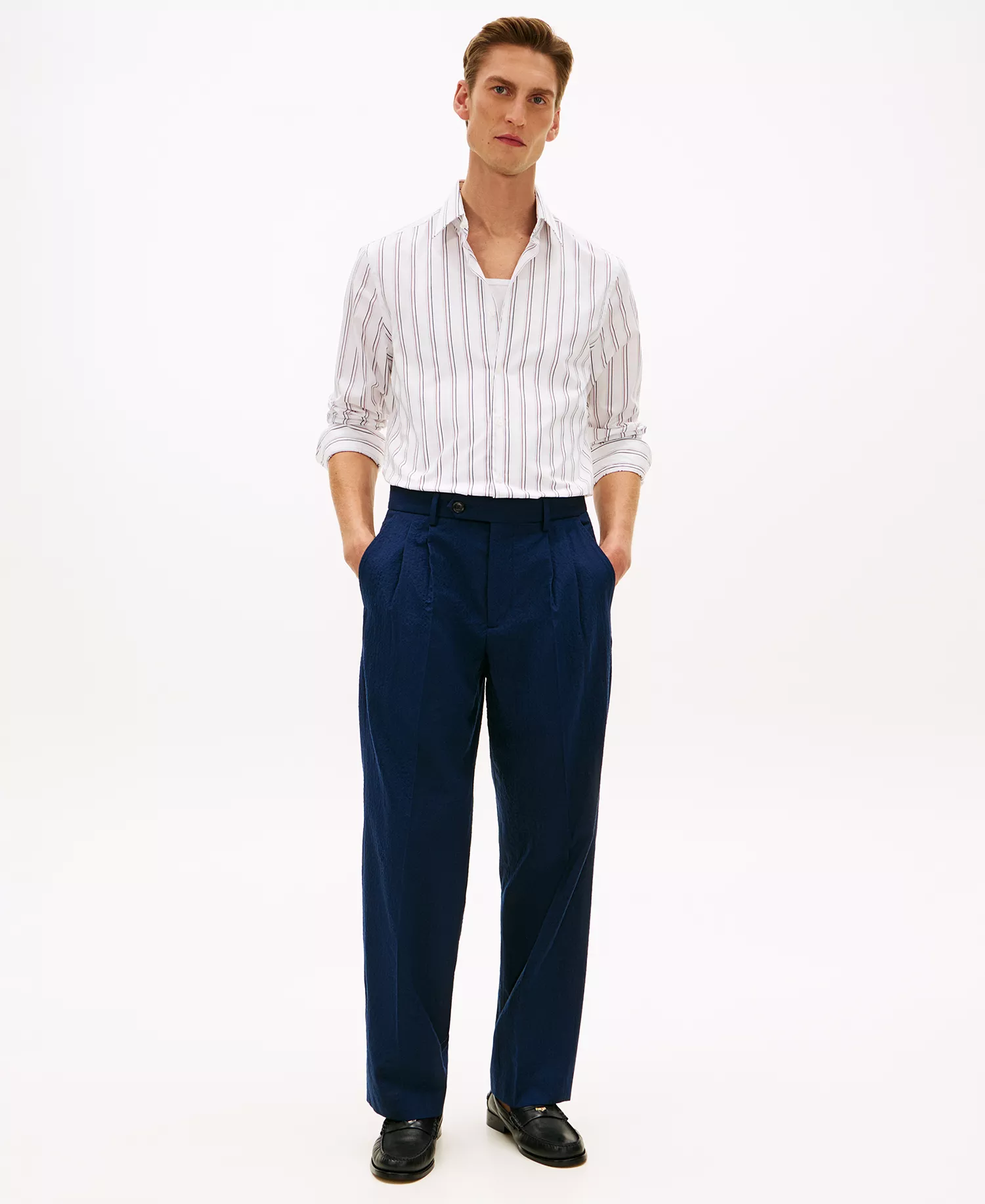 Men's Seasonal Stripe Regular-Fit Shirt - Magma Red Multi - L