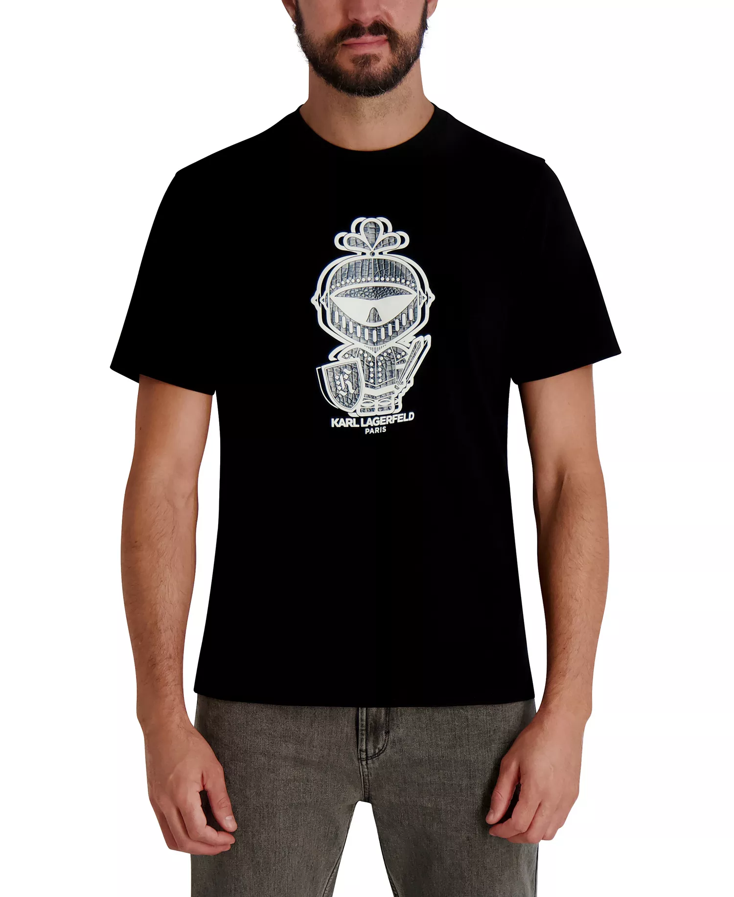 Men's Armor Dragon Skin Printed T-Shirt - Black - 2XL