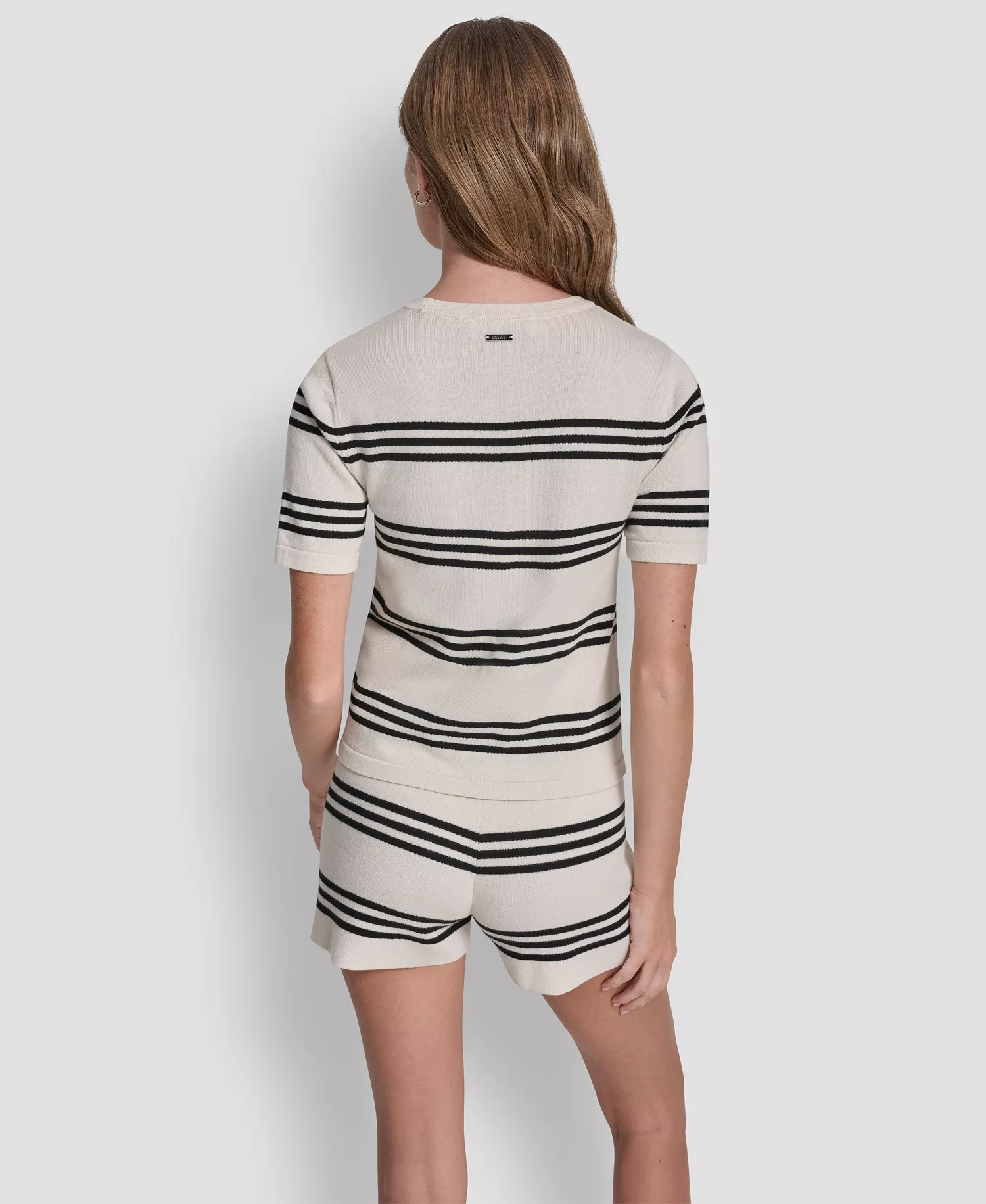 Women's Striped Crewneck Sweater - Eggnog/Black - L