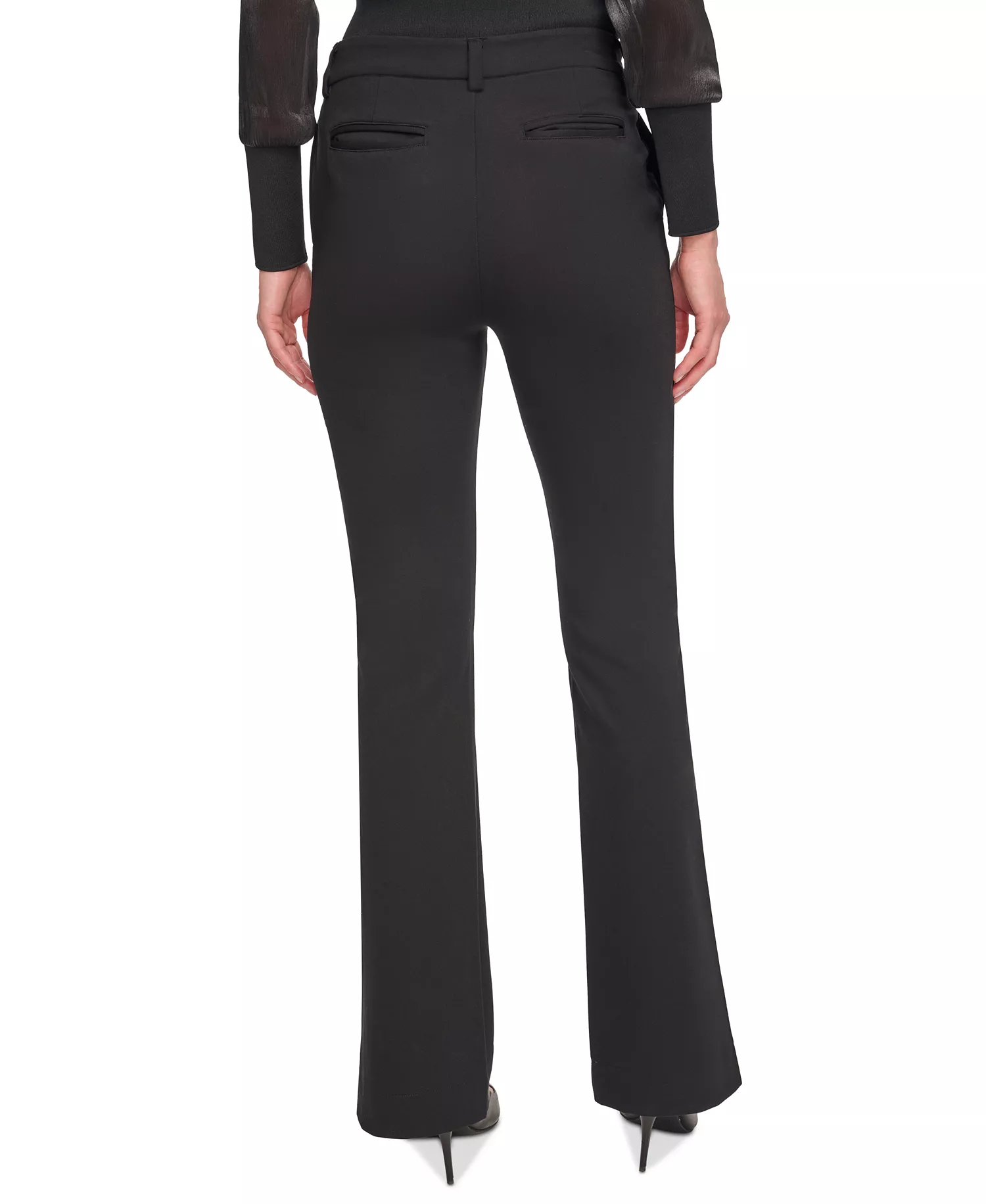 Women's Mid Rise Split-Cuff Flare Leg Pants - Black - M