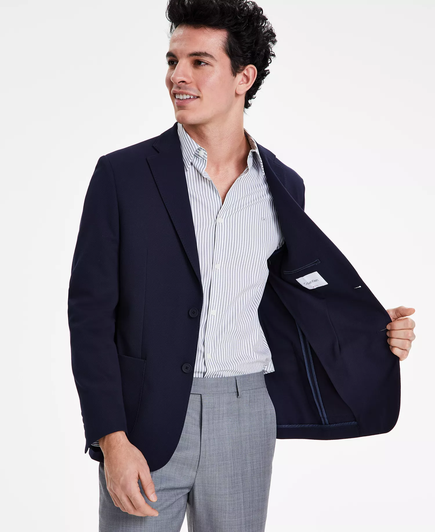 Men's Slim-Fit Knit Blazer - Navy - 34R