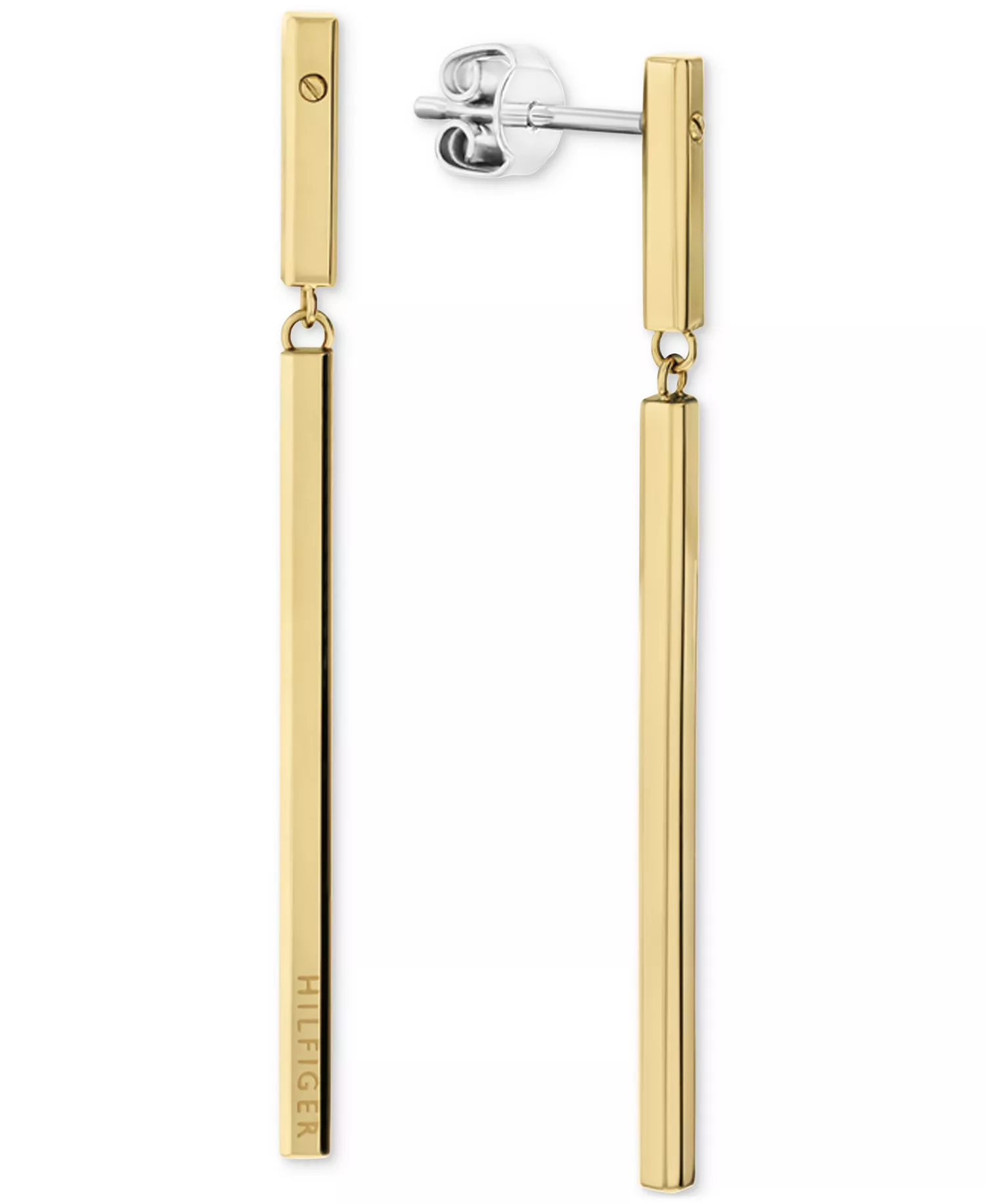 Linear Logo Bar Drop Earrings - Gold - ONE SIZE