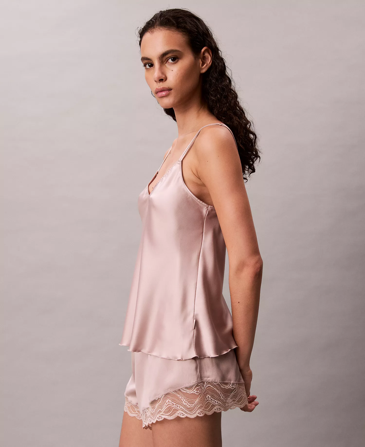 Women's Satin Camisole and Lace Shorts Sold Seperates - Cedar - L