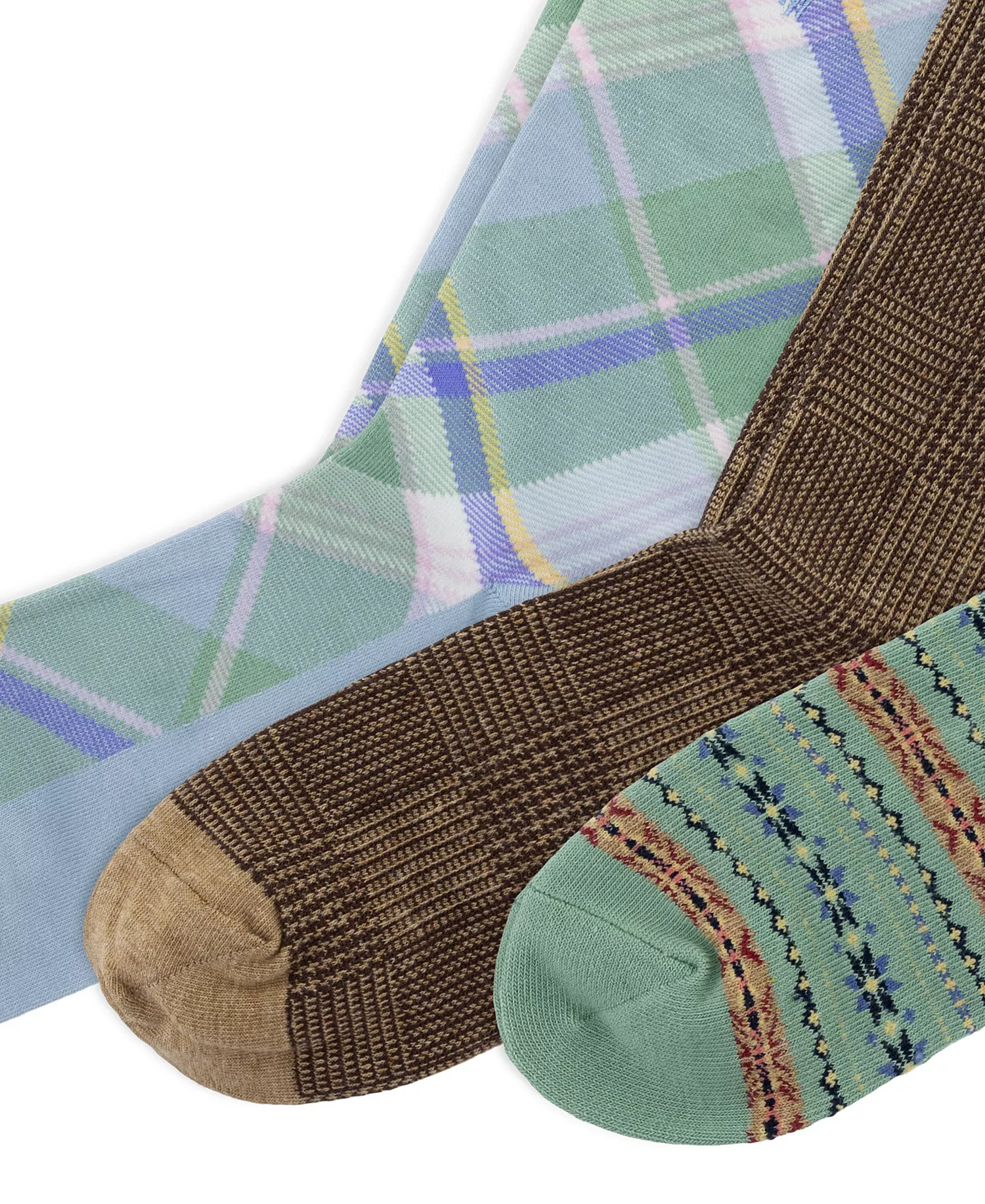 Men's Printed Crew Socks, 3-Pack - Loden - 10-13
