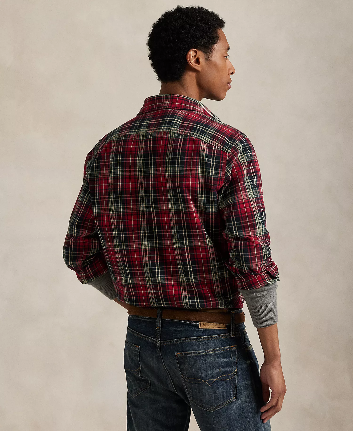 Men's Classic-Fit Plaid Oxford Workshirt - Red Black Multi - S